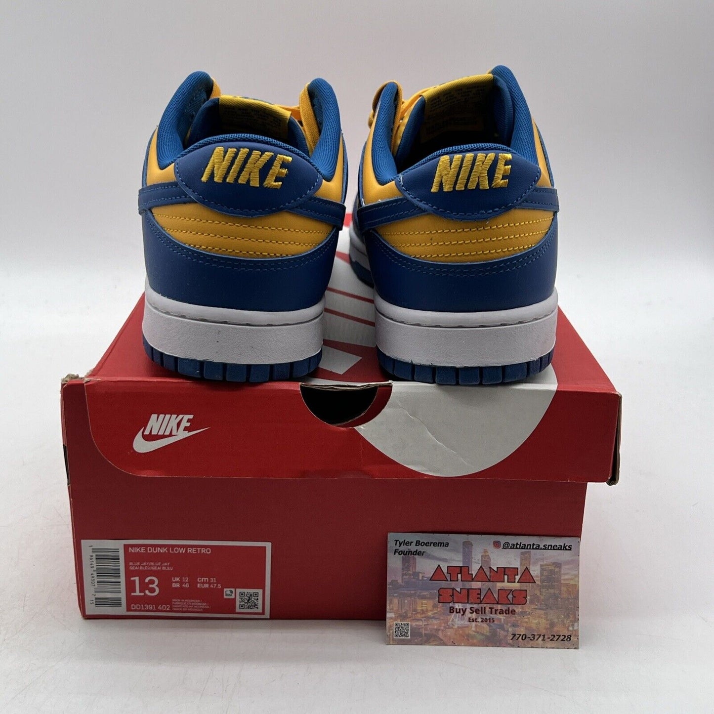 Size 13 - Nike Dunk Low UCLA Blue Yellow White Leather (DD13991-402)