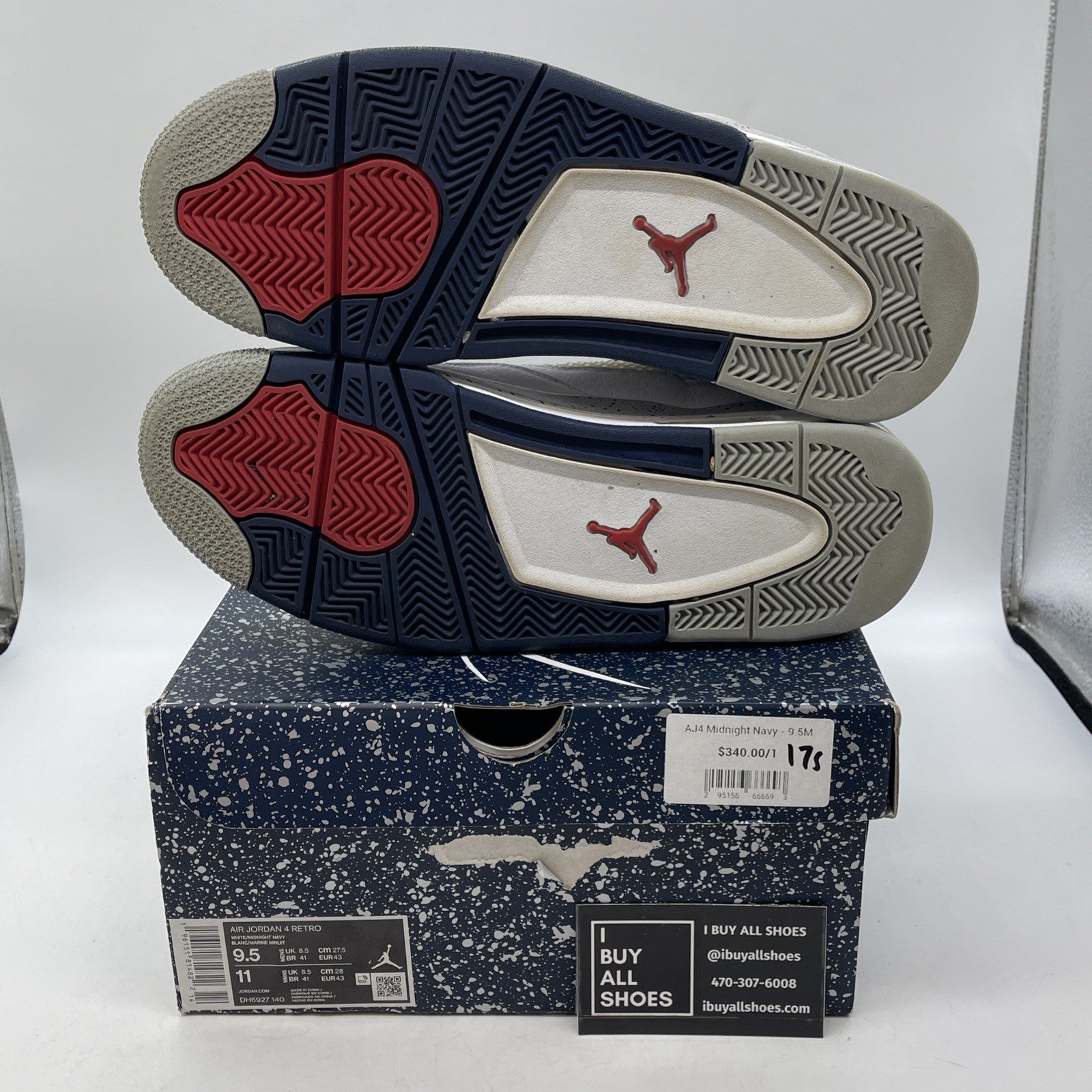 Size 9.5 - Jordan 4 Retro Mid Midnight Navy White Grey Leather (DH6927-140)
