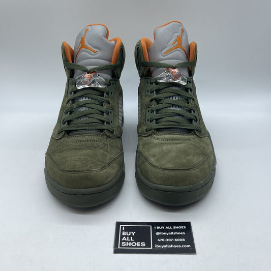 Size 12 - Air Jordan 5 Retro 2024 Olive Green Orange Suede (DD0587-308)