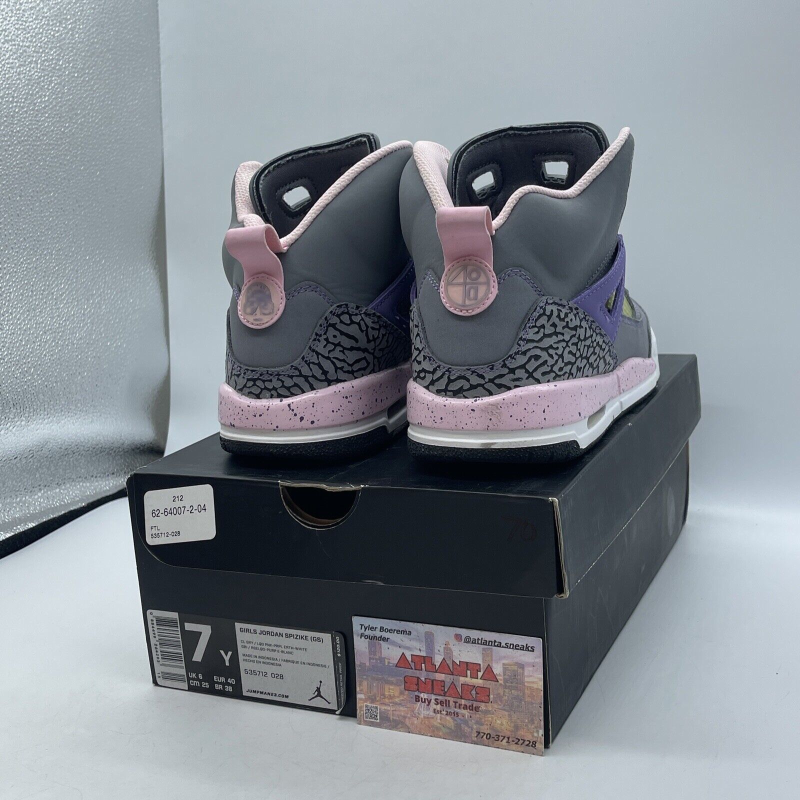 Size 7Y (GS) - Jordan Spizike Mid Purple Earth Grey Suede Leather 535712-028