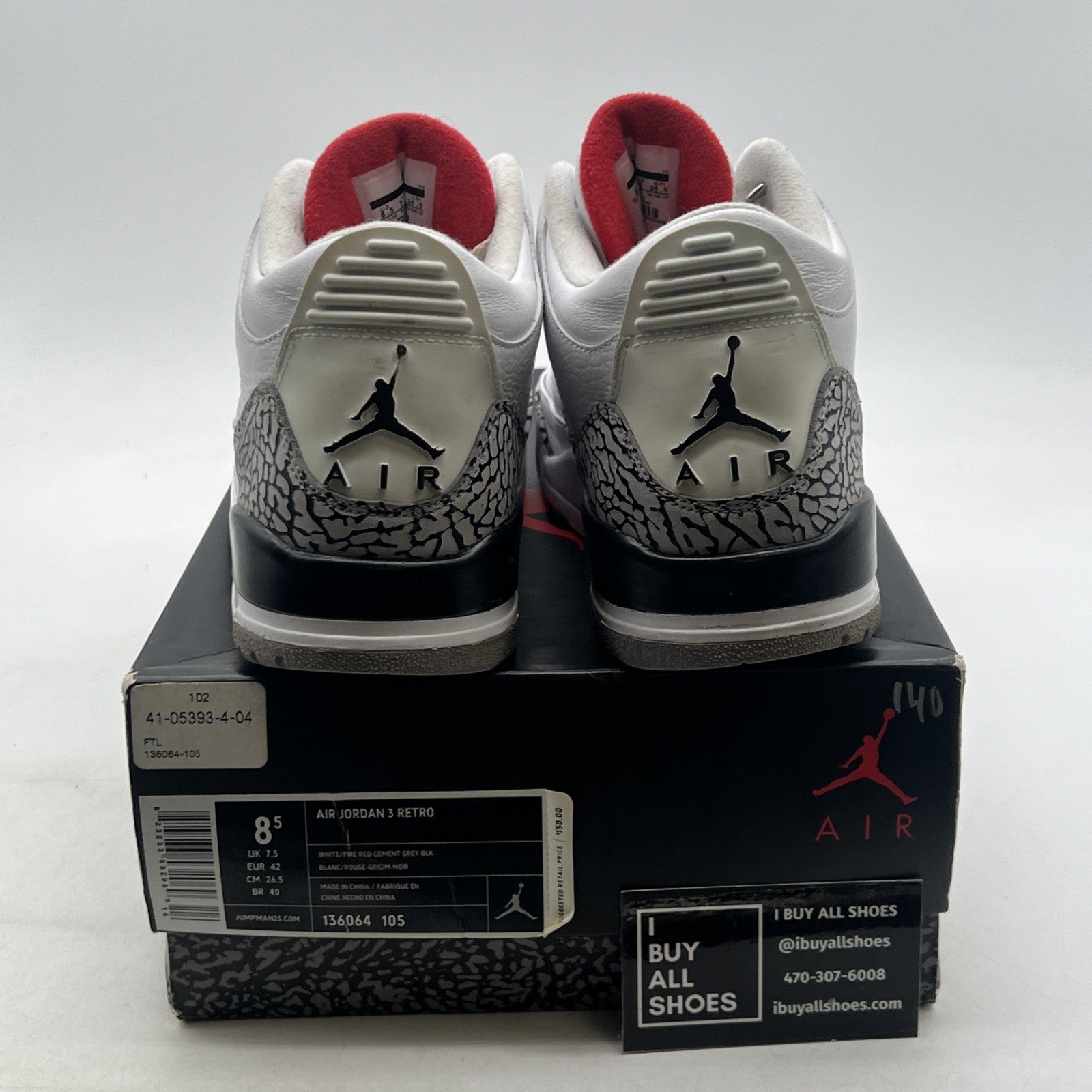 Size 8.5 - Air Jordan 3 Retro White Cement 2011 (136064-105)