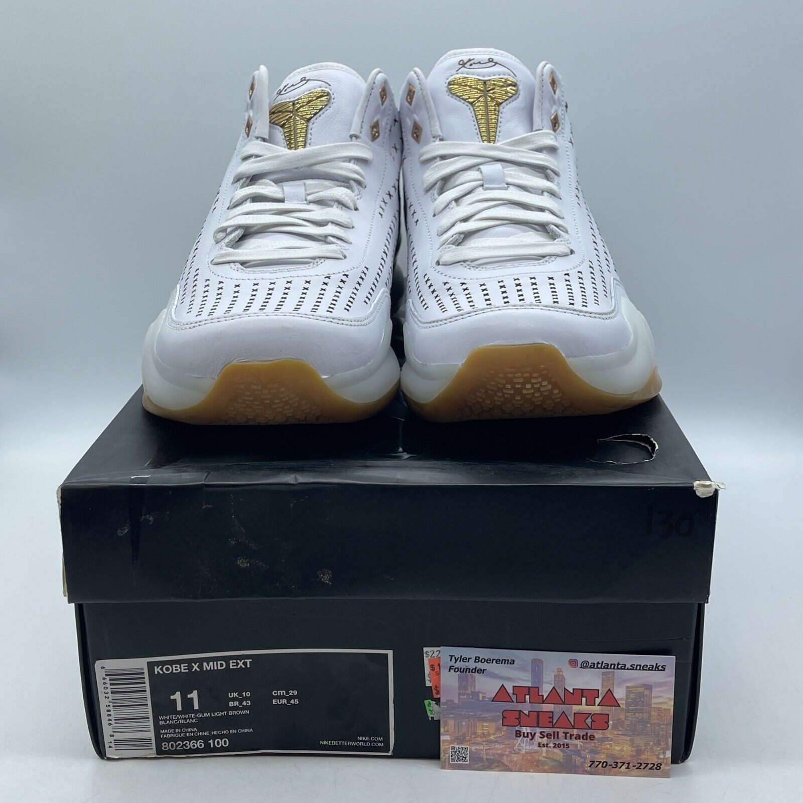 Size 11 - Nike Kobe 10 EXT Mid White Gum Gold Leather (802366-100)