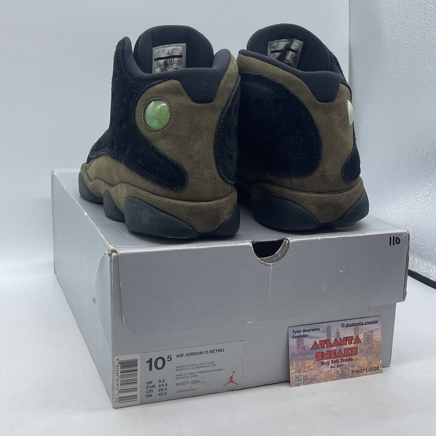 Size 10.5 - Air Jordan 13 Retro Olive Green Black Suede Leather (414571-006)