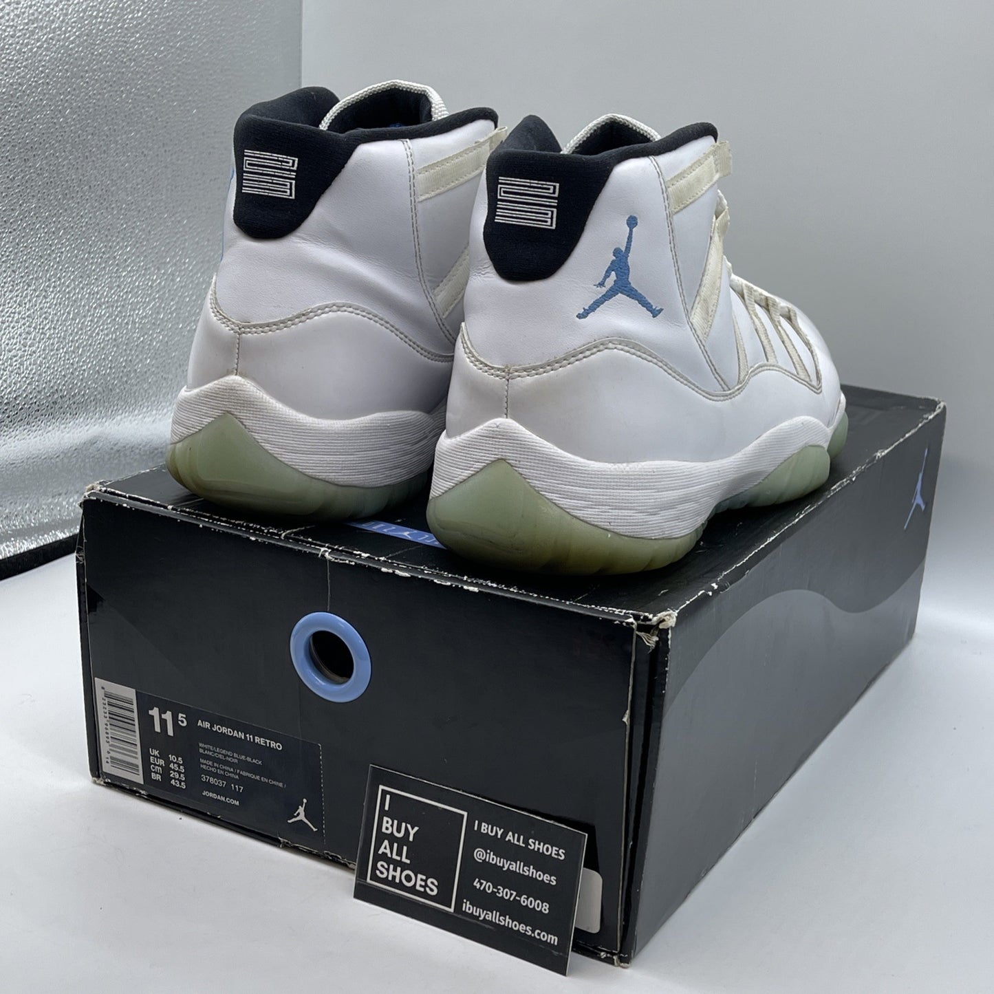 Size 11.5 - Jordan 11 Retro High Legend Blue White Leather (378037-117)