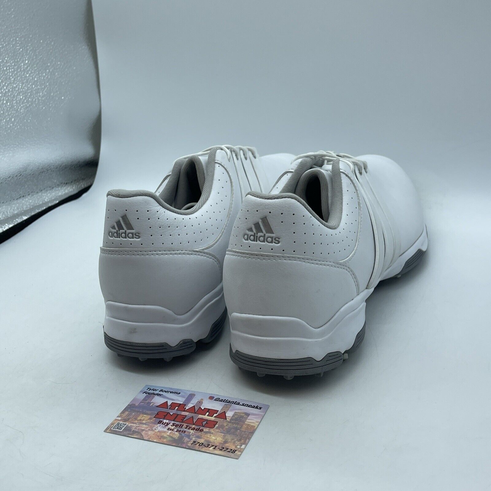 Size 13 - Adidas Shoes White Golf Sneakers Leather Performance Grey