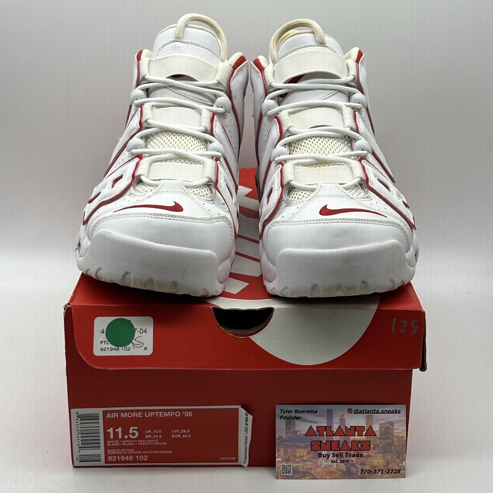 Size 11.5 - Nike Air More Uptempo White Varsity Red 2018 (921948-102)