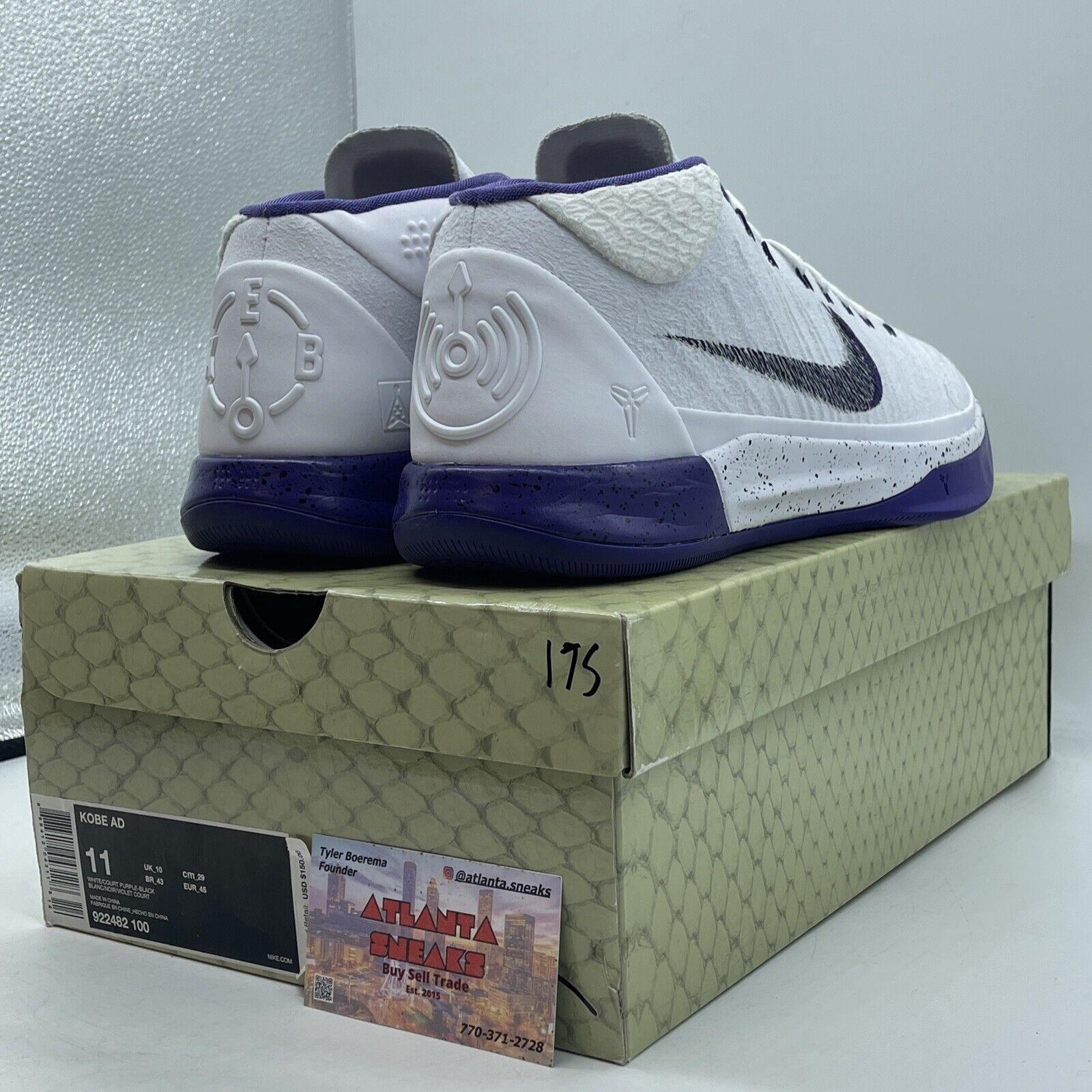 Size 11 - Nike Kobe AD Mid Baseline White Purple Black Suede (922482-100)