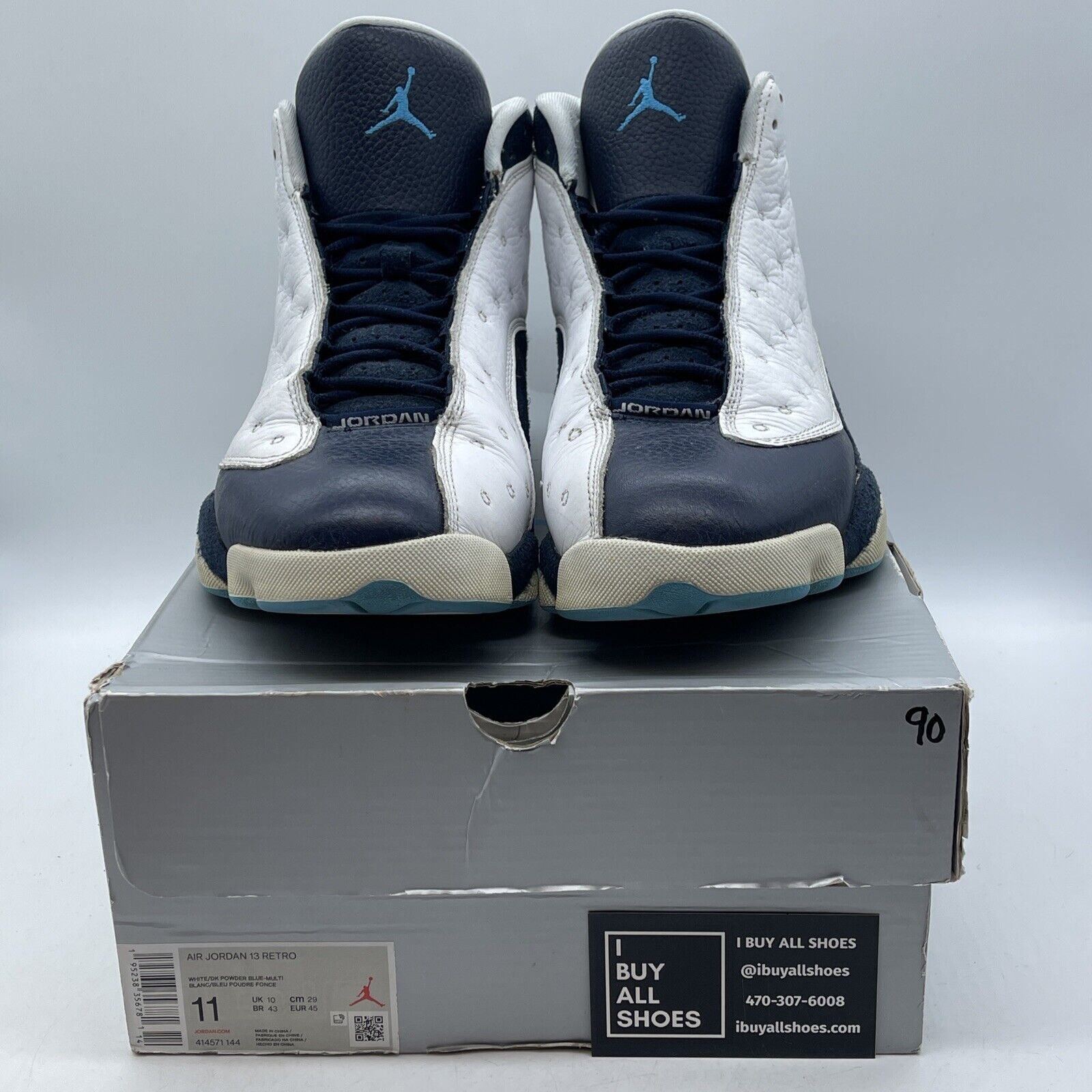 Size 11 - Jordan 13 Retro Obsidian Blue Suede White Leather (414571-144)