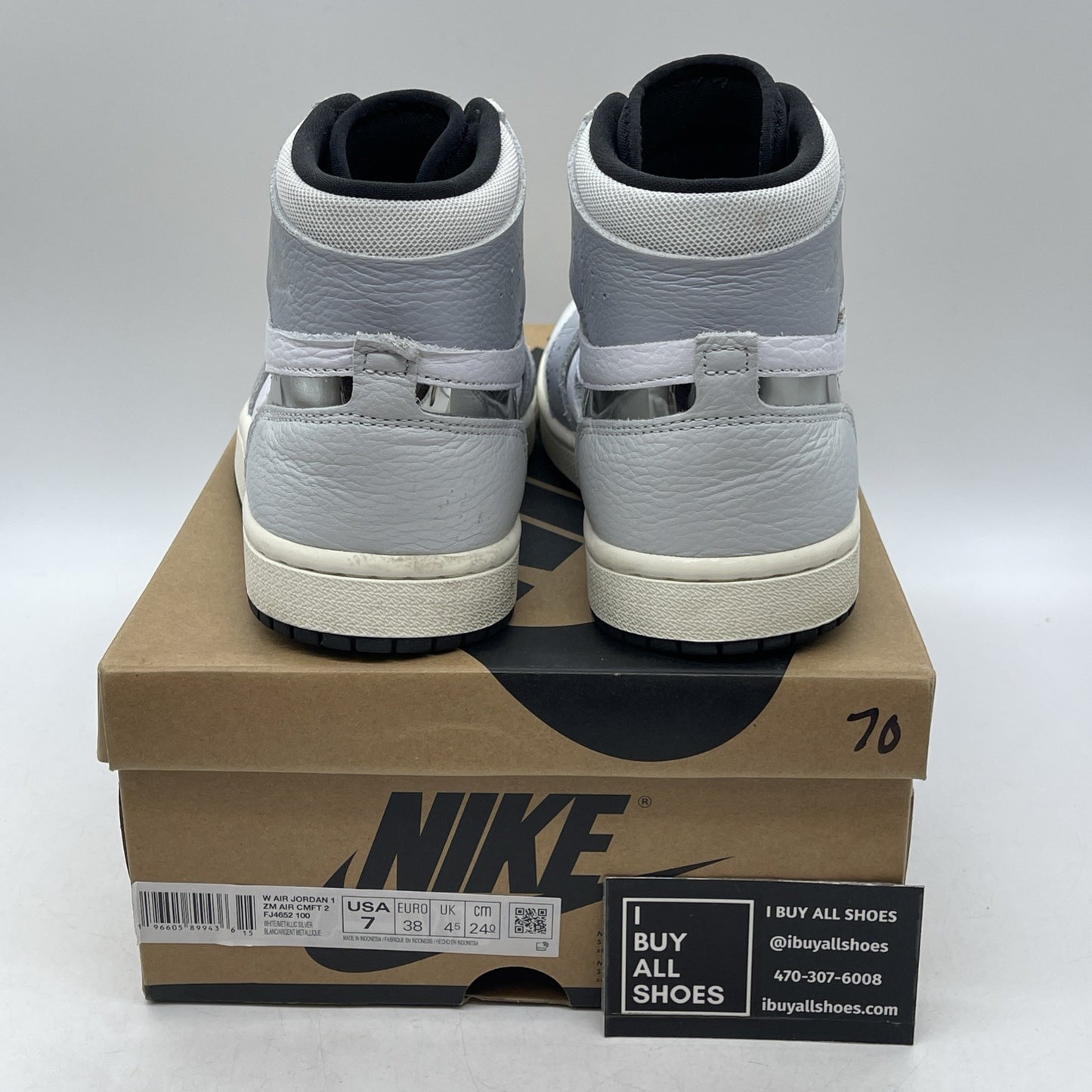 Size 7W - Nike Air Jordan 1 ZM Air CMFT 2 Whit Metallic Silver (FJ4652 100)