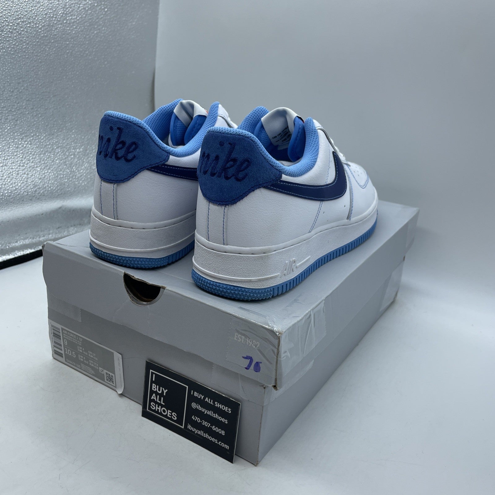 Size 9 - Nike Air Force 1 '07 First Use - White University Blue (DA8478-100)