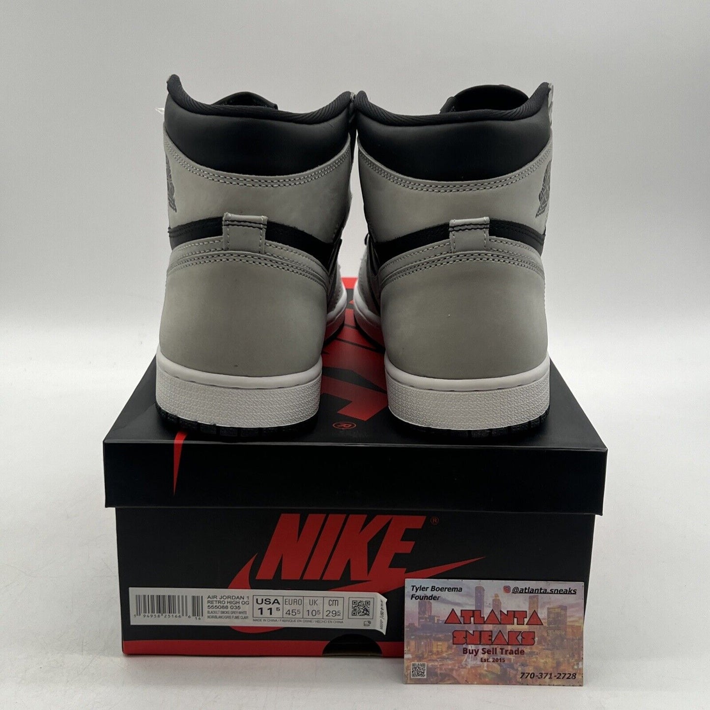 Size 11.5 - Jordan 1 Retro OG High Shadow 2.0 Black White Suede (555088-035)