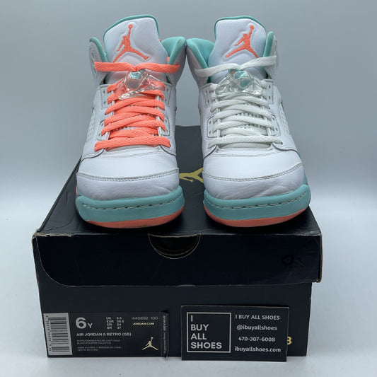 Size 6Y (GS) - Jordan 5 Retro Mid Light Aqua White Leather (440892-100)