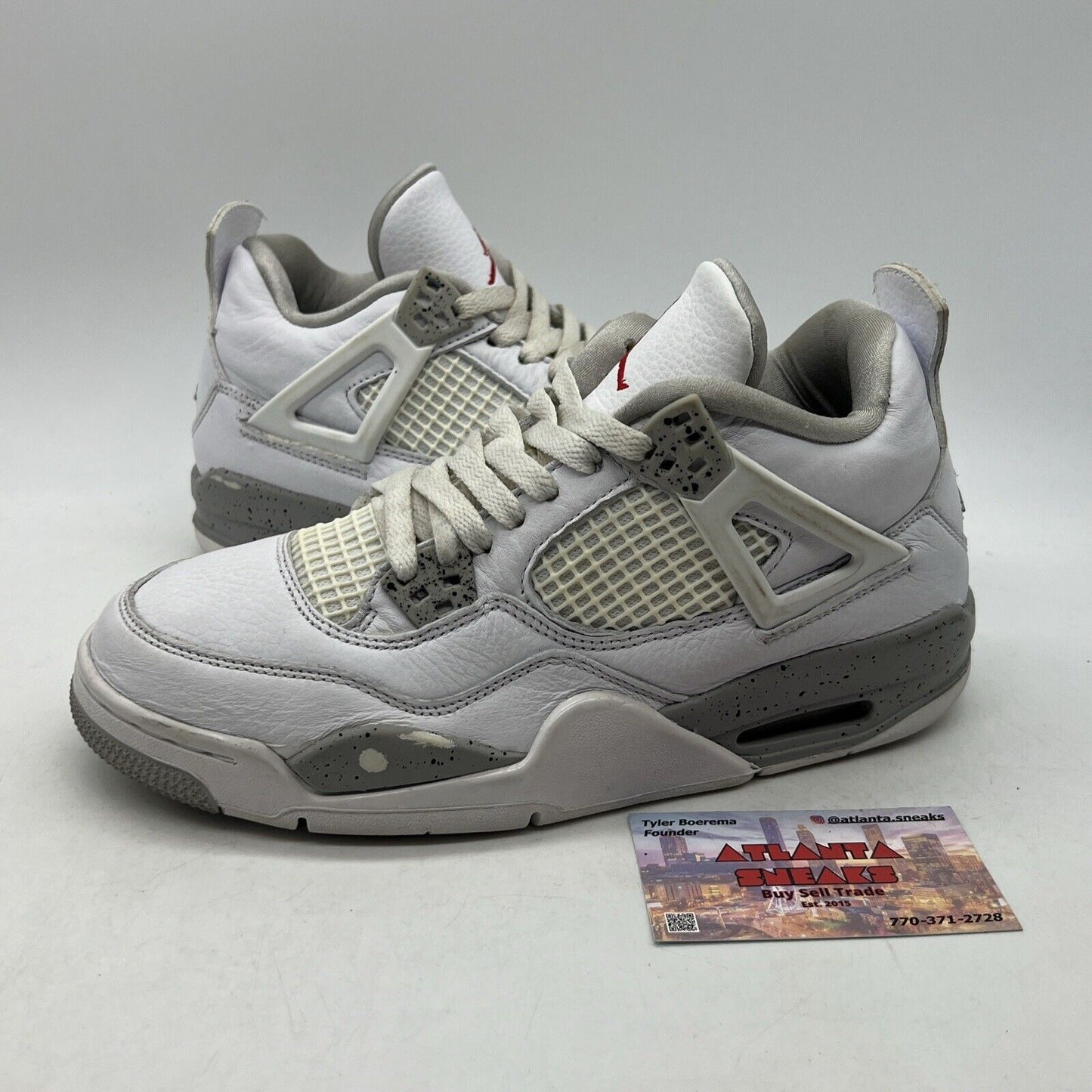 Size 6.5Y - Jordan 4 Retro Mid White Oreo Leather Grey (DJ4699-100)