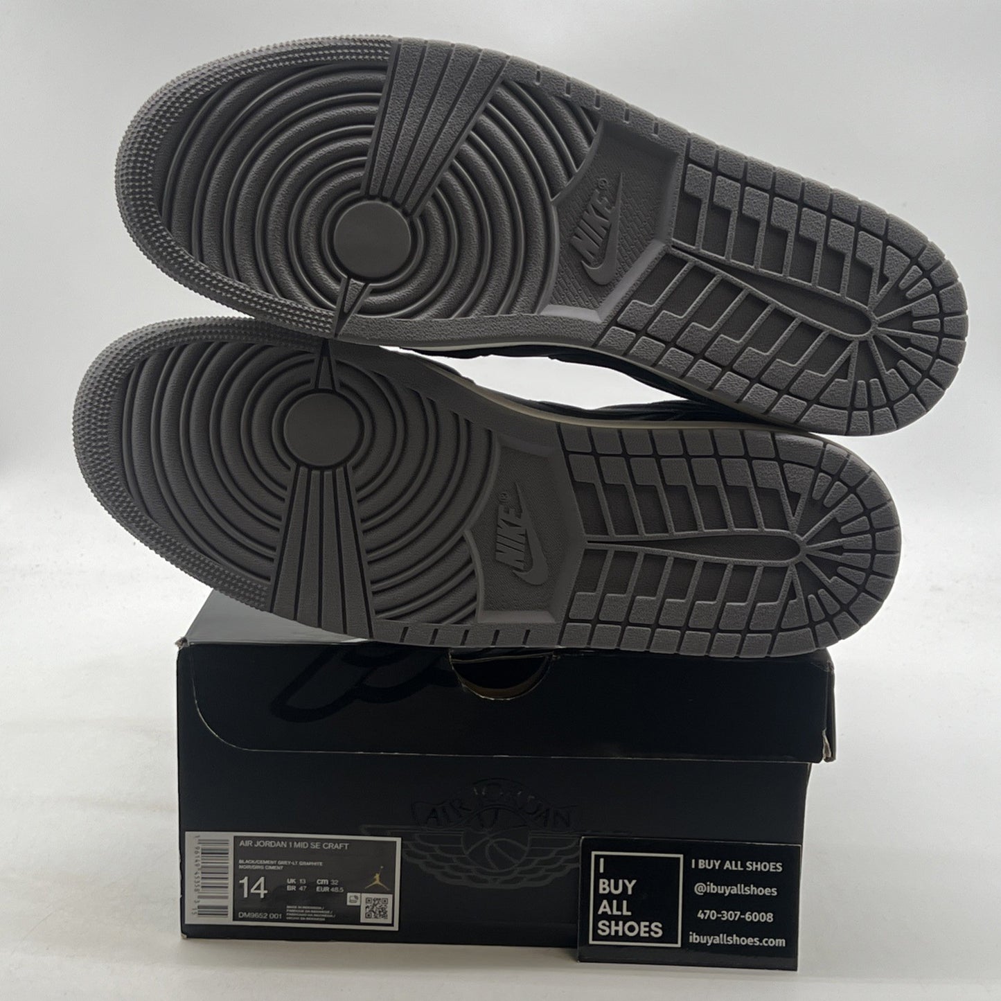 Size 14 - Air Jordan 1 SE Craft Mid Inside Out - Black (DM9652-001)