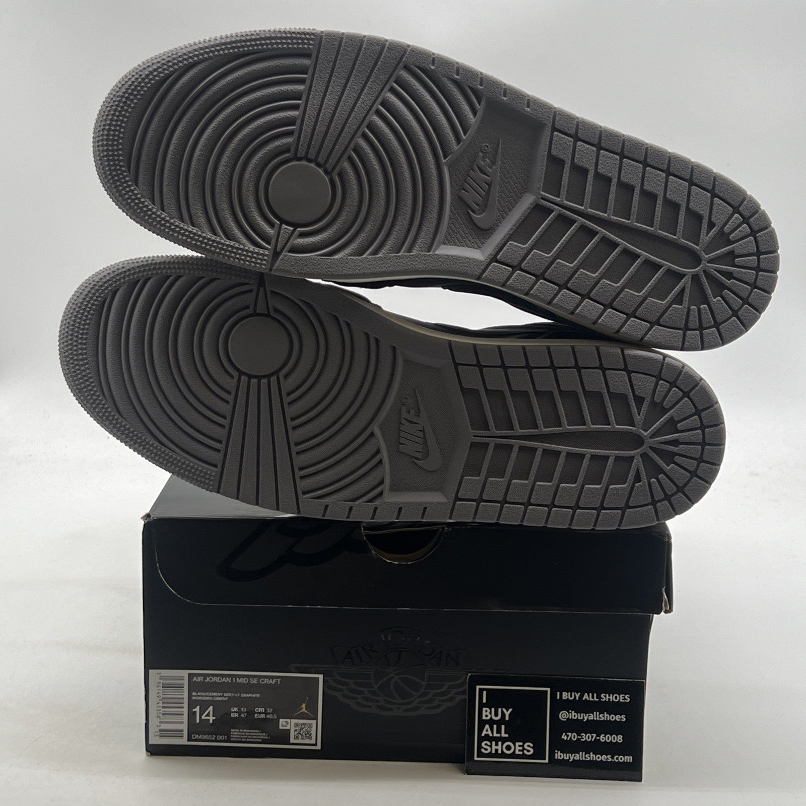 Size 14 - Air Jordan 1 SE Craft Mid Inside Out - Black (DM9652-001)
