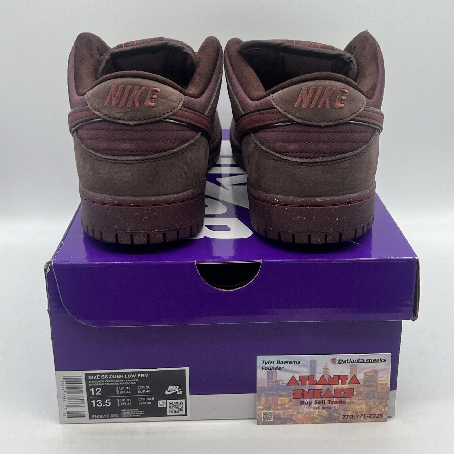 Size 12 - Nike Dunk Premium SB Low City of Love Collection - Burgundy Crush