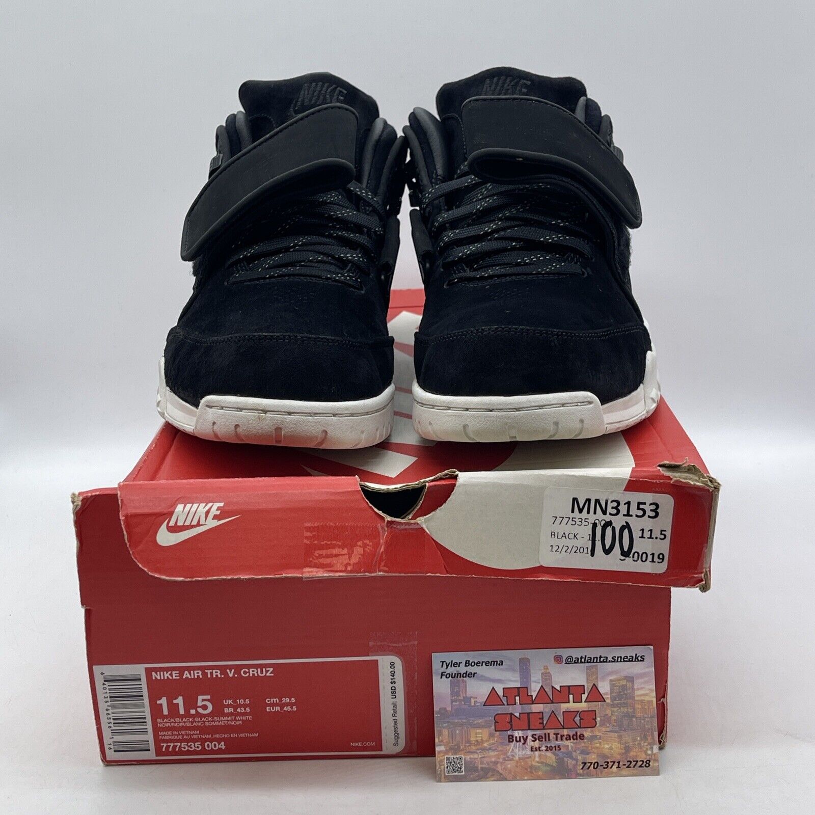 Size 11.5 - Nike Air Trainer Cruz Black Suede White (777535-004)