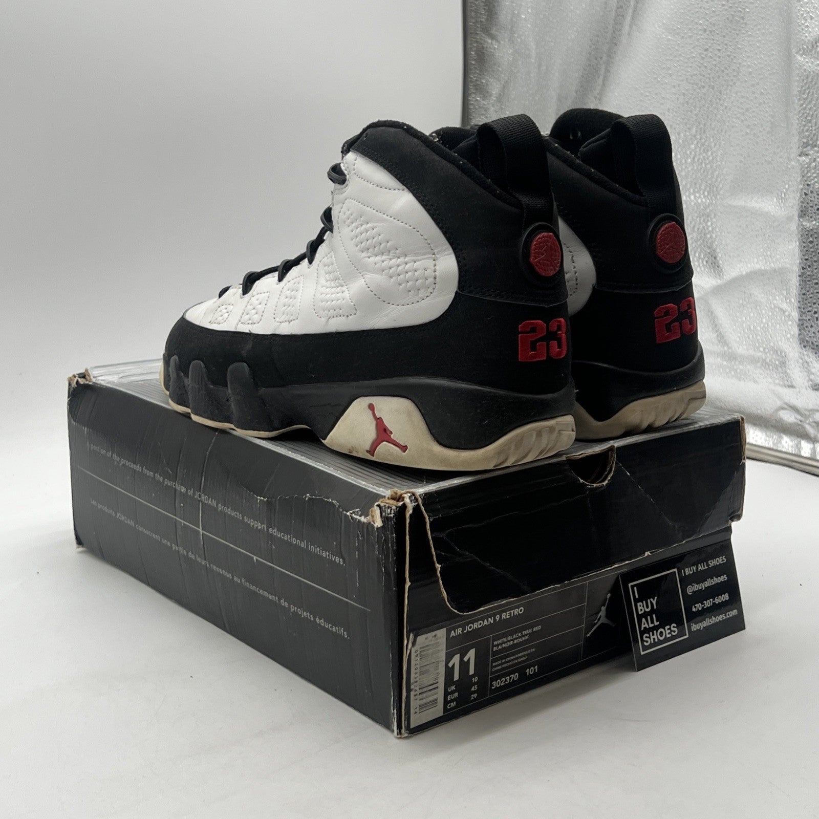 Size 11 - Air Jordan 9 Retro 2002 White Black Red (302370-101)