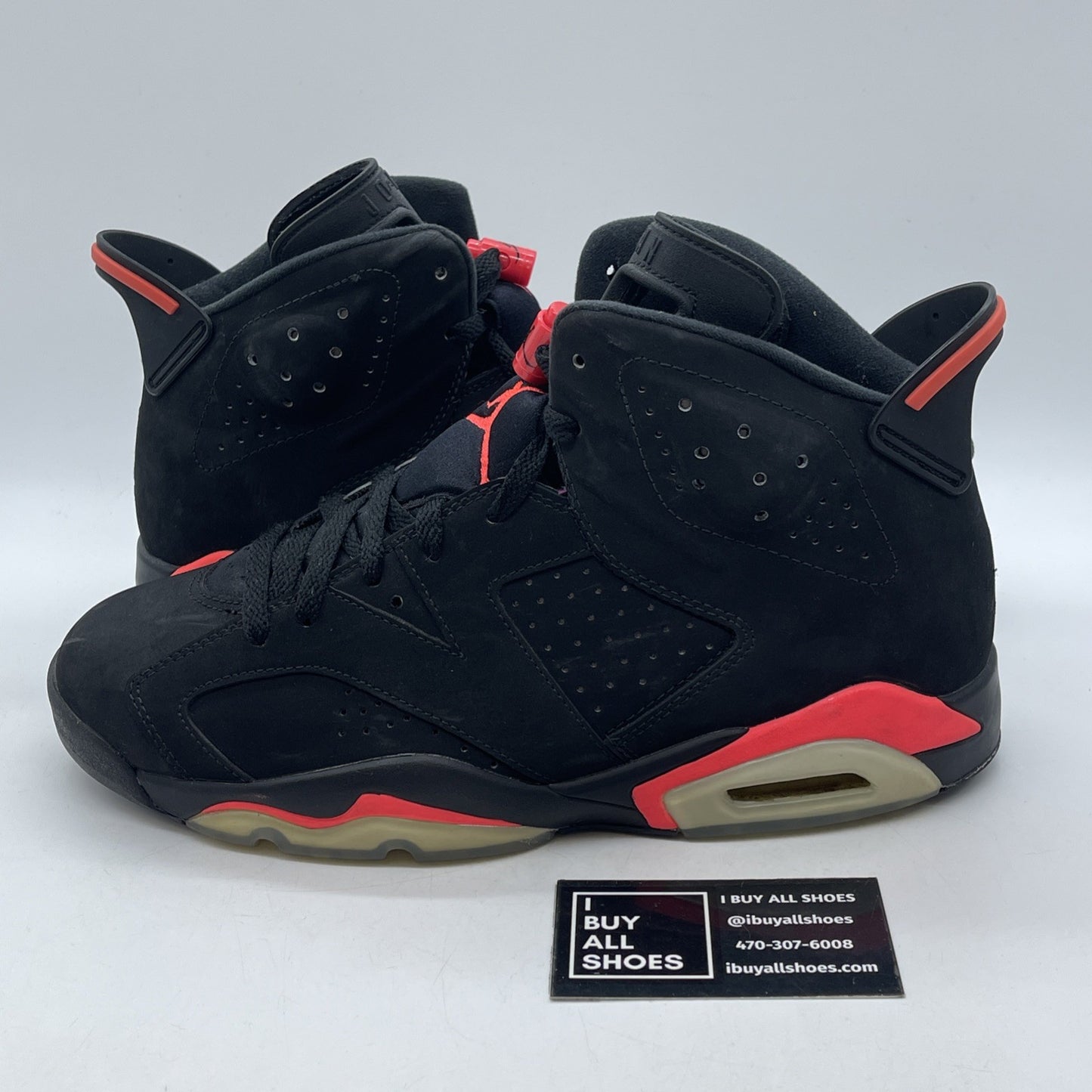 Size 9.5 - Jordan 6 Retro Infrared Black Suede (384664-023)