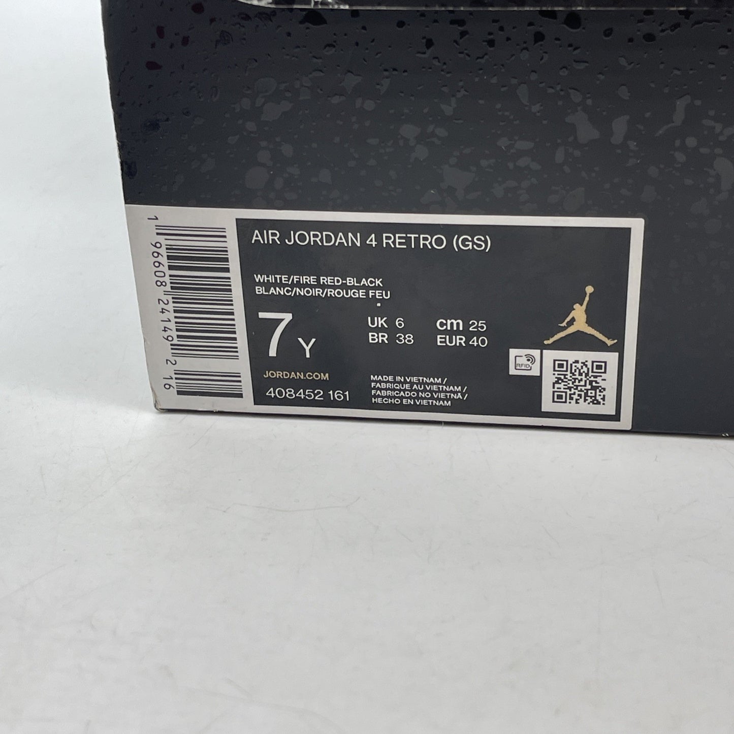 Size 7Y - Jordan 4 Retro Mid Red Cement White Red Black Leather (408452-161)