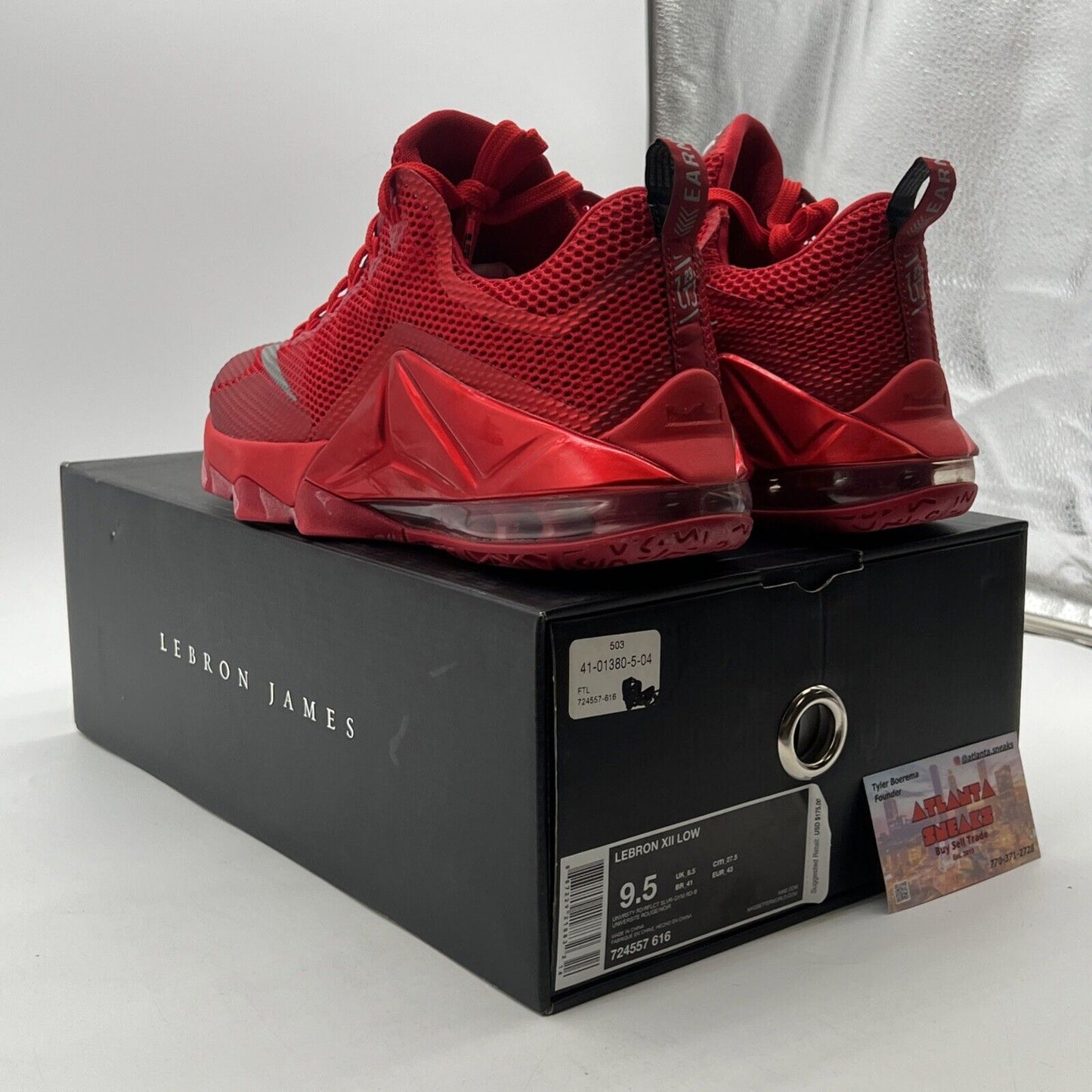 Size 9.5 - Nike LeBron 12 Low University Red (724557-616)