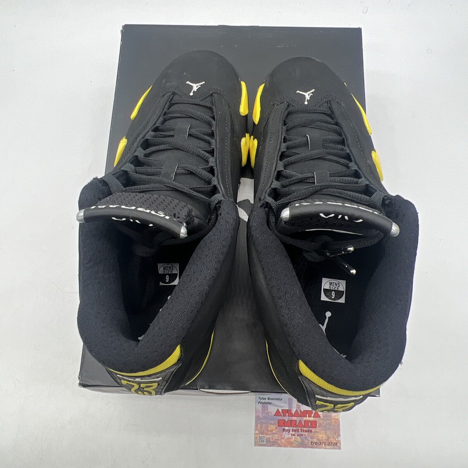 Size 9 - Air Jordan 14 Retro Thunder Black Yellow Suede (487471-070)