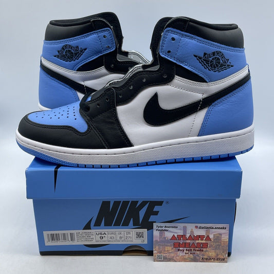 Size 9.5 - Jordan 1 Retro OG High UNC Toe White Blue Black Leather (DZ5485-400)