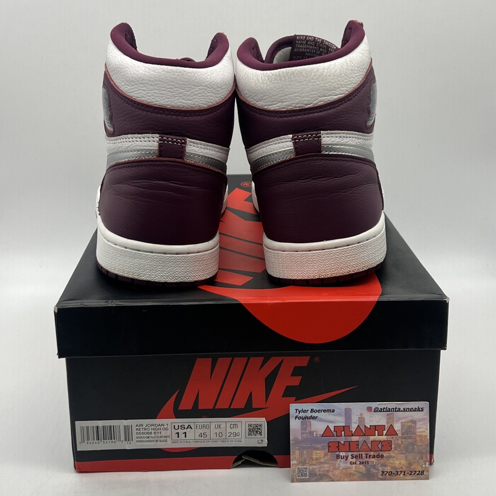 Air Jordan 1 Retro High OG ‘Bordeaux’ 555088-611 SIZE 11 Men’s White Leather