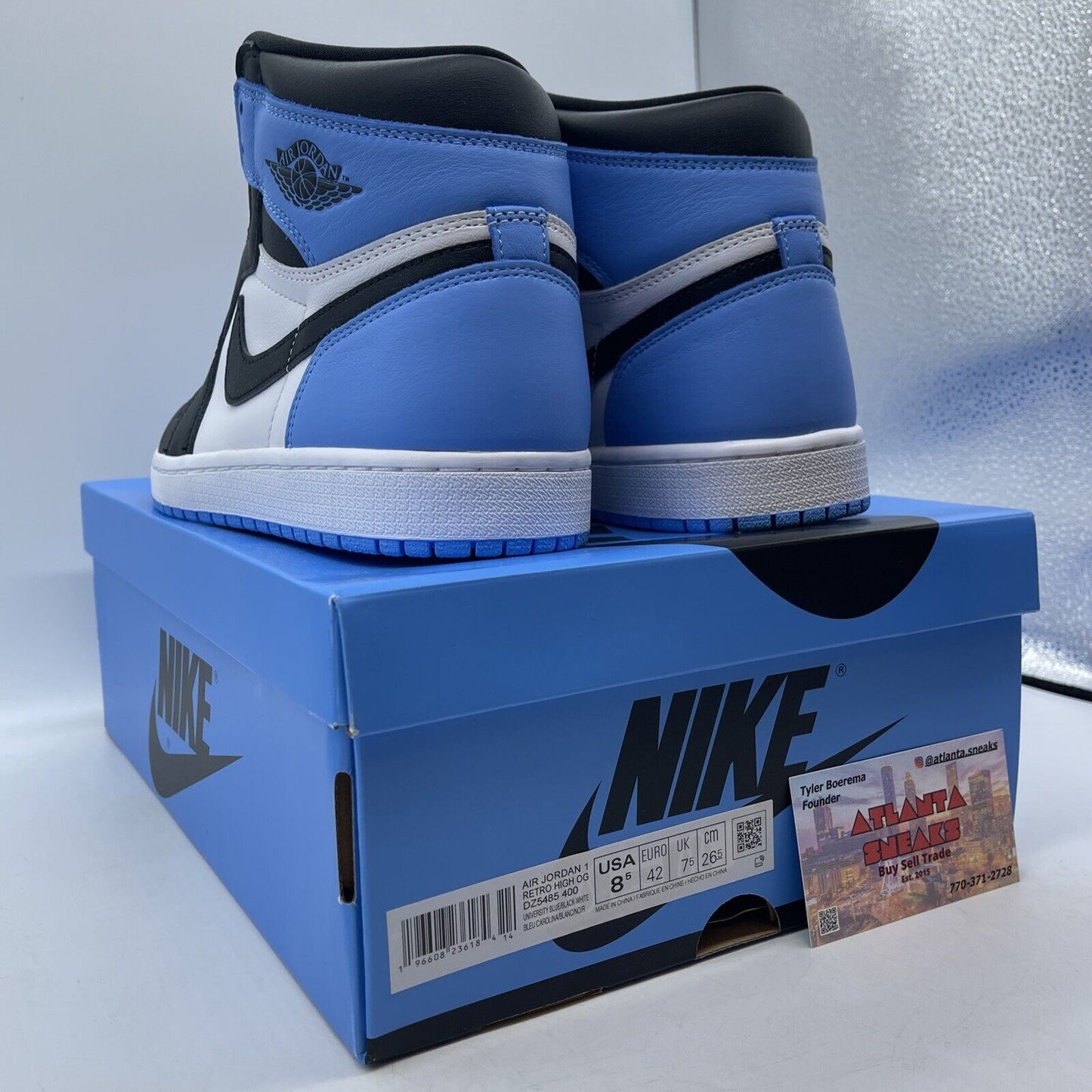 Size 8.5 - Jordan 1 Retro OG High UNC Toe Black Blue White Leather (DZ5485-400)