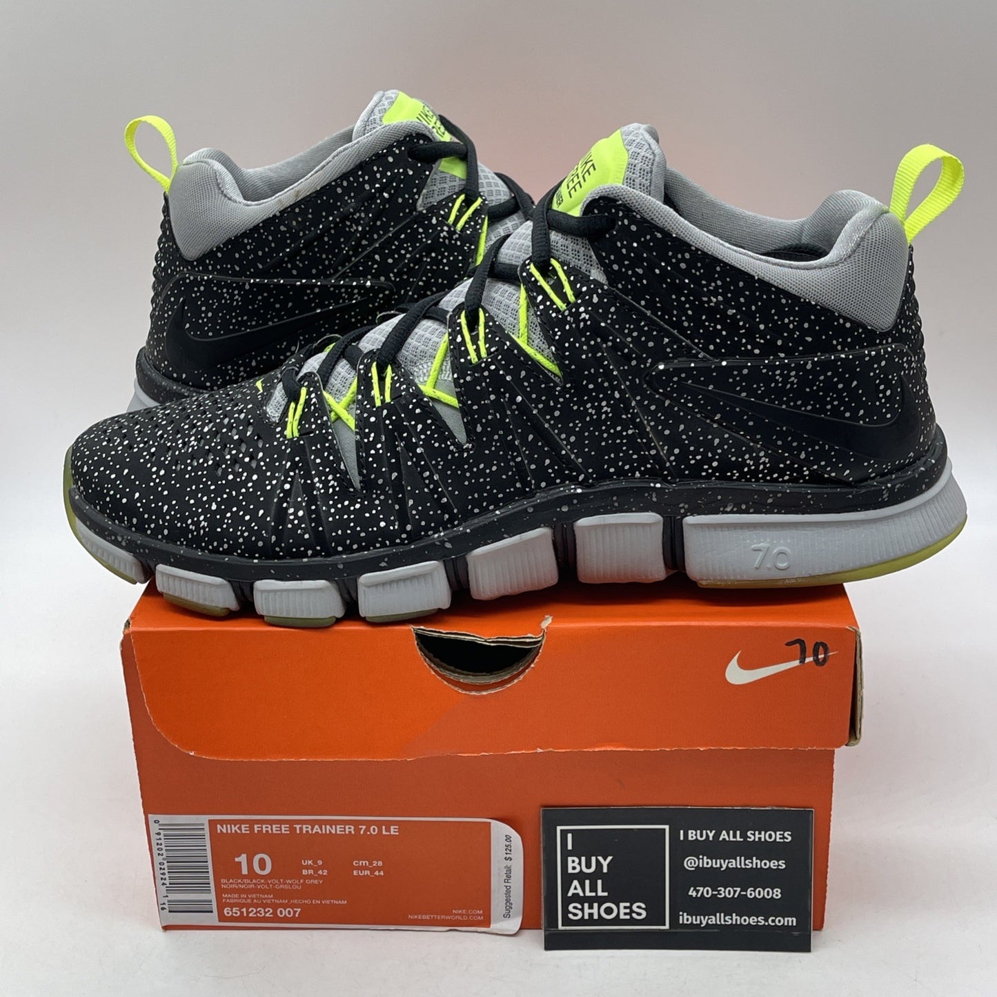 Size 10 - Nike Free Trainer 7 LE Mid Cement City Black White Grey (651232-007)