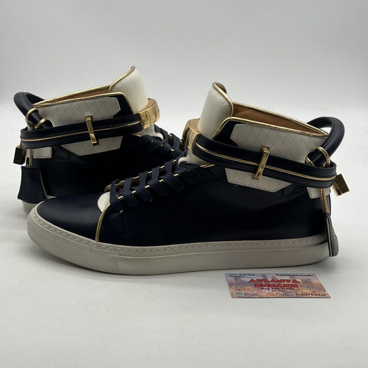 Size 12 - BUSCEMI MENS  LEATHER SNEAKERS Navy Blue
