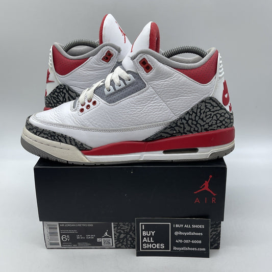 Size 6.5Y  (GS) - Jordan 3 Retro 2022 Mid Fire Red Grey White (DM0967-160)