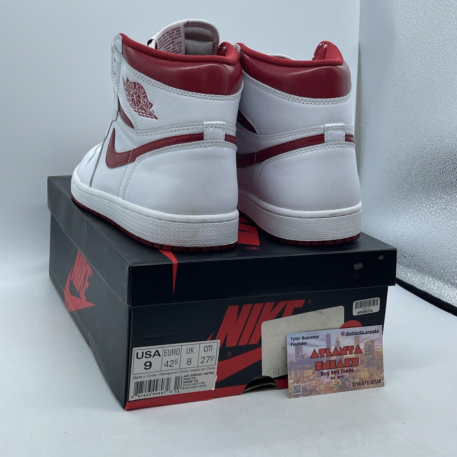 Size 9 - Air Jordan 1 Retro OG High Metallic Red White Leather (555088-103)