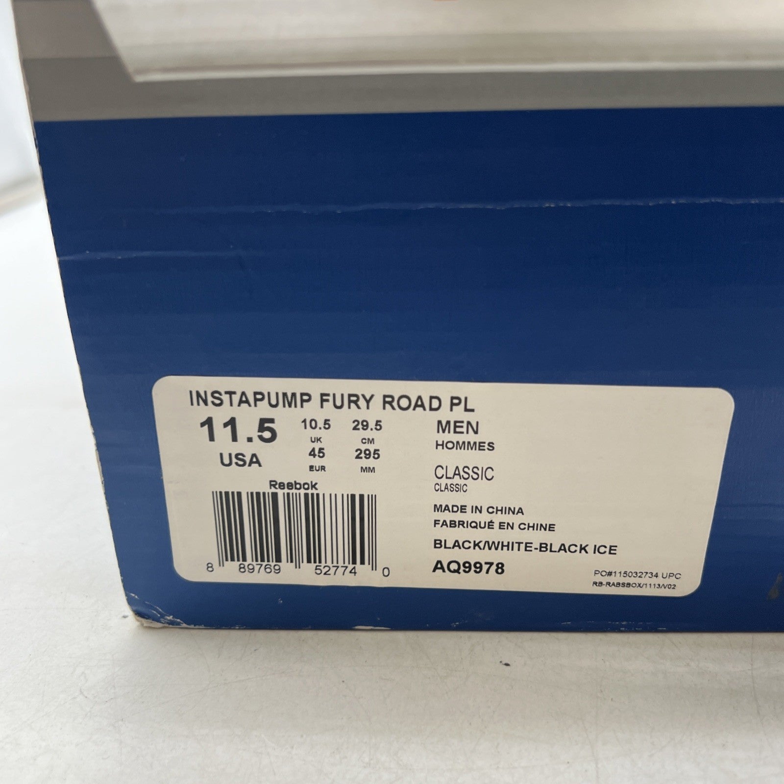 Size 11.5 - Reebok Instapump Fury Road PL Black Ice (AQ9978)