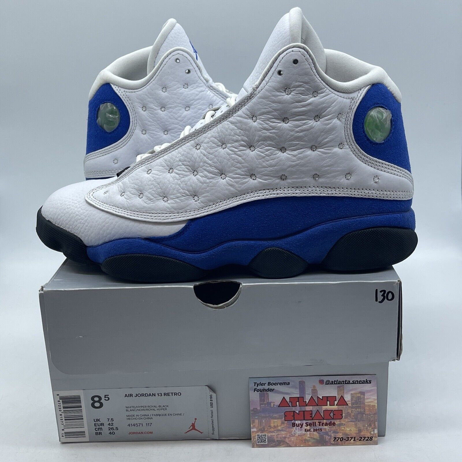 Size 8.5 - Air Jordan 13 Retro Hyper Royal Blue White Black (414571-117)