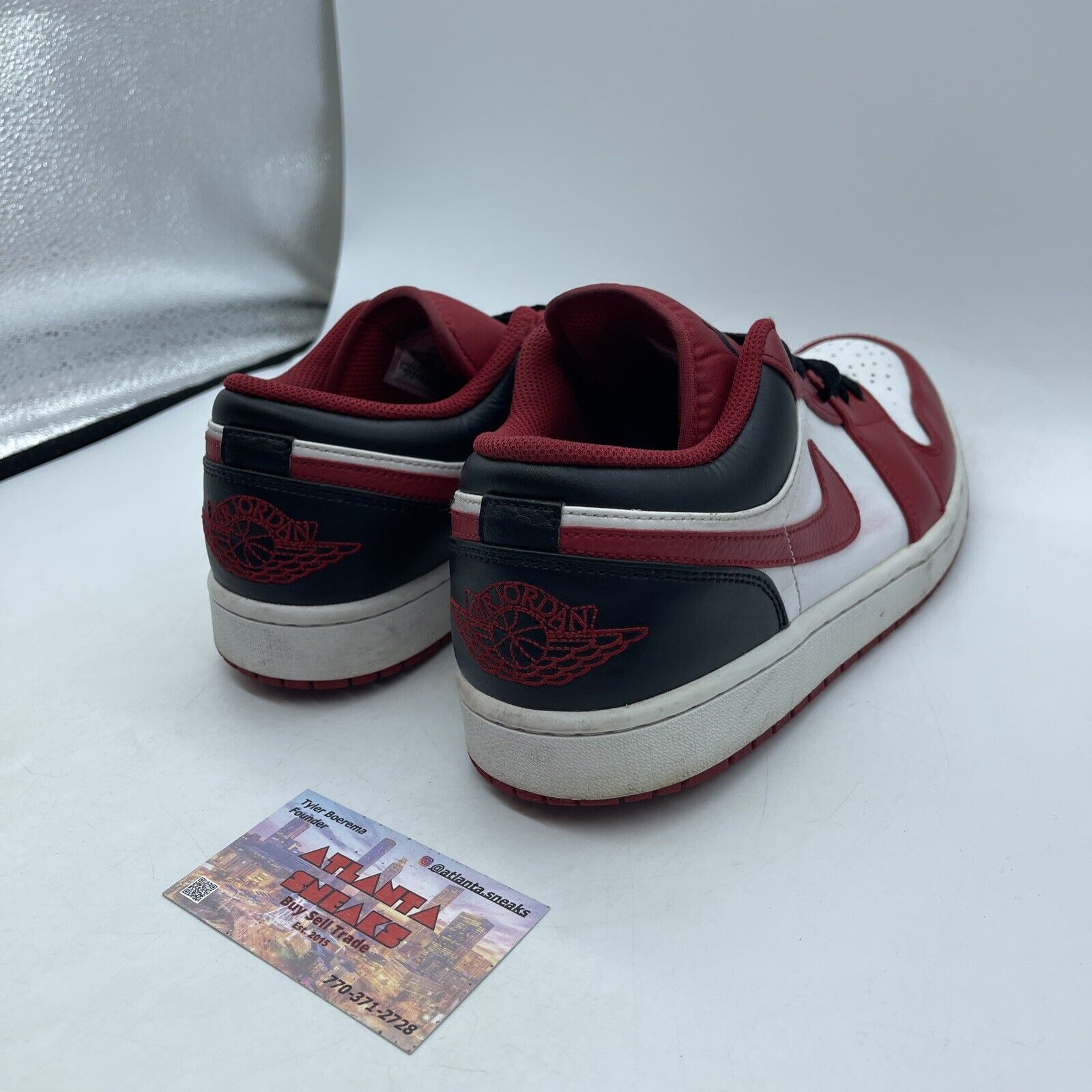 Size 9.5 - Jordan 1 Low Reverse Black Toe White Red Leather (553558-163)