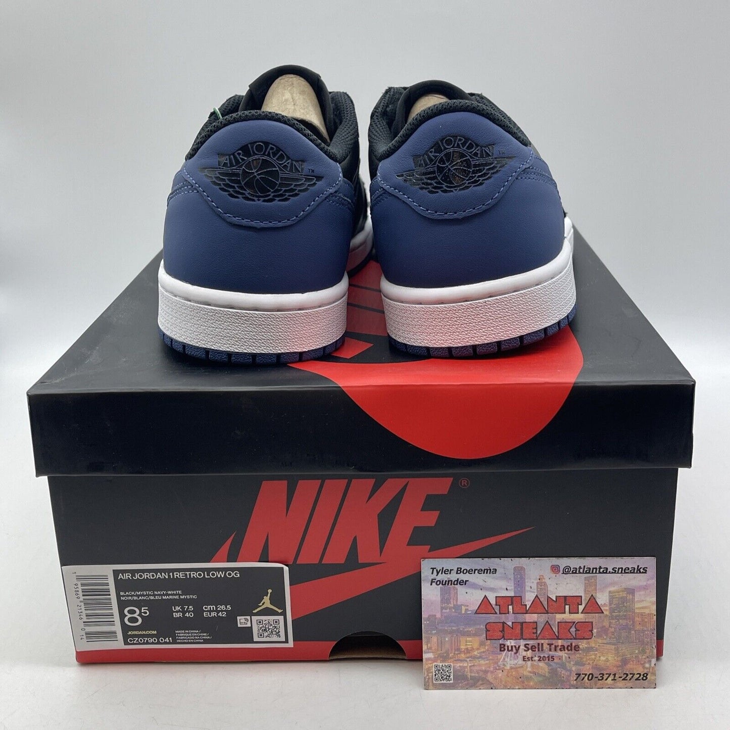 Size 8.5 - Jordan 1 Low OG Mystic Navy Blue Leather White (CZ0790-041)