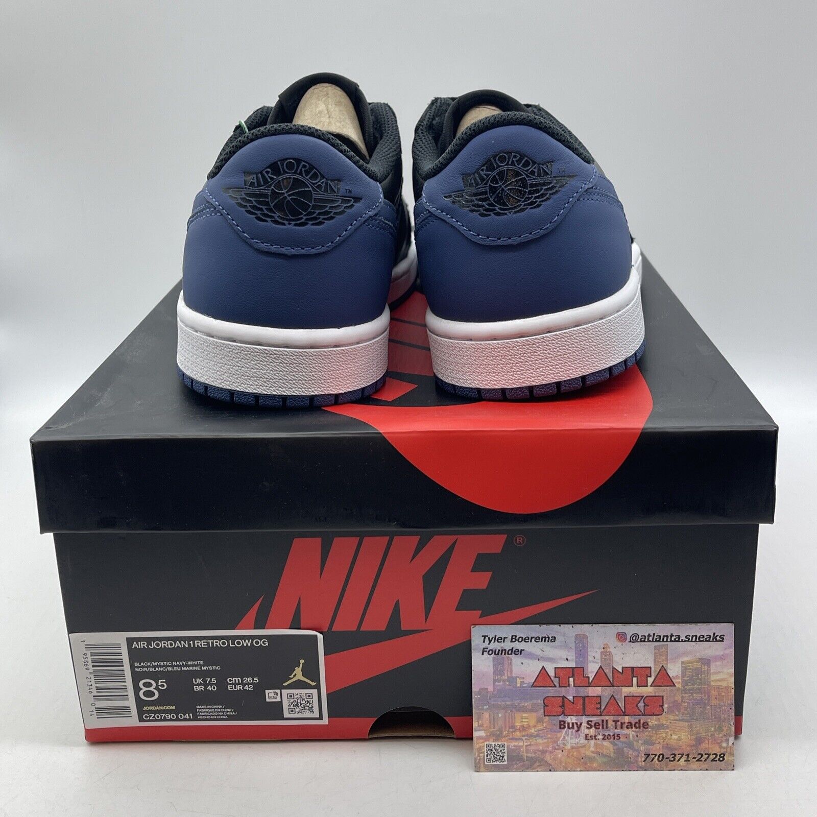 Size 8.5 - Jordan 1 Low OG Mystic Navy Blue Leather White (CZ0790-041)