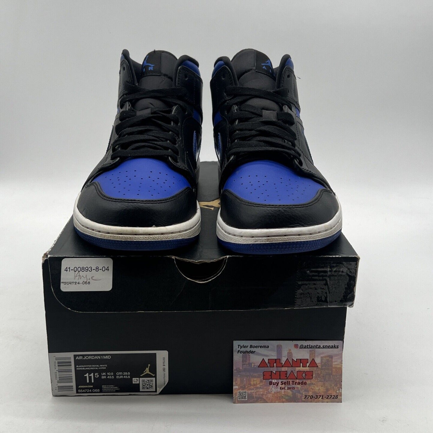 Size 11.5 - Air Jordan 1 Mid Black Hyper Royal (554724-068)