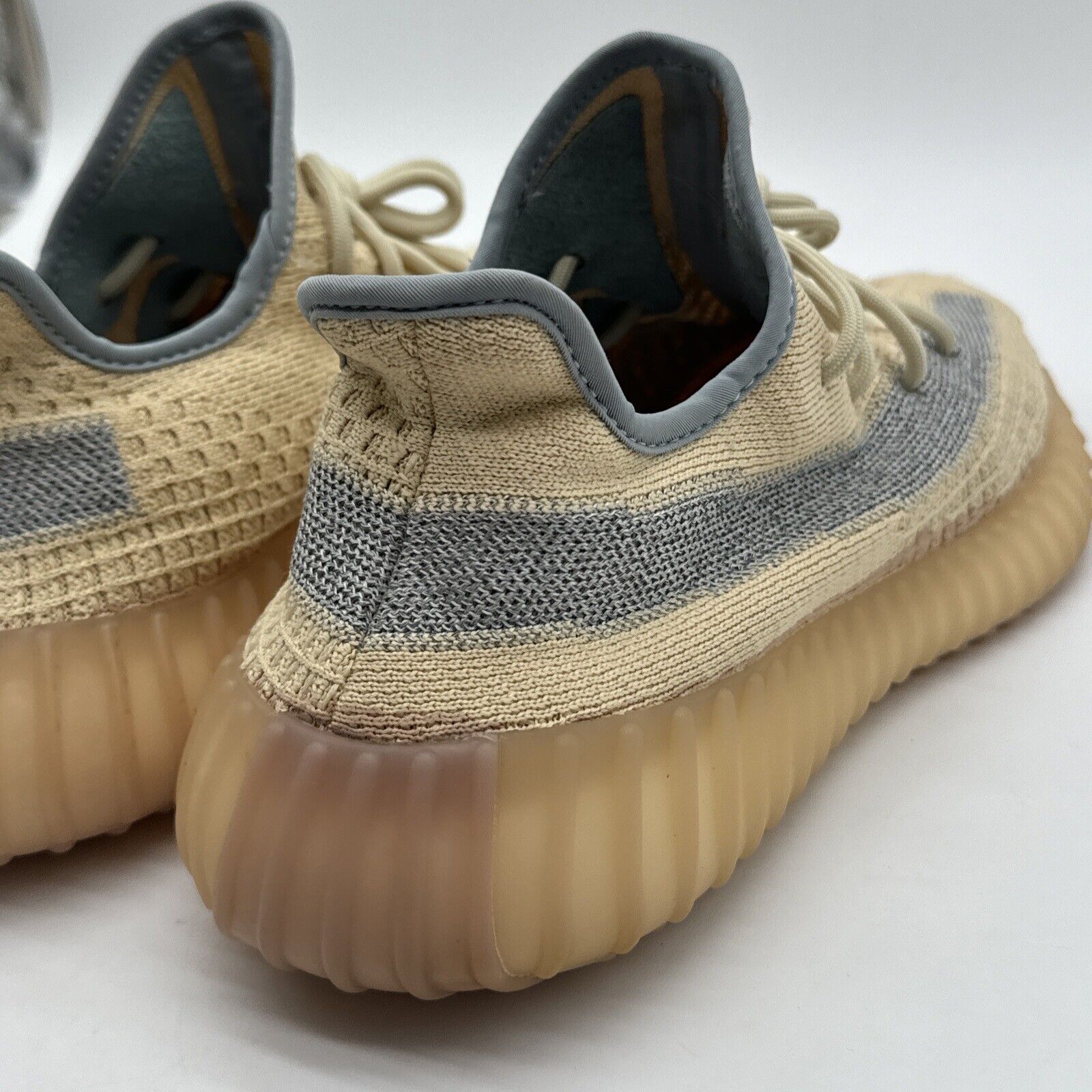 Size 10.5 - adidas Yeezy Boost 350 V2 Linen Yellow Blue Reflective Comfy Boost