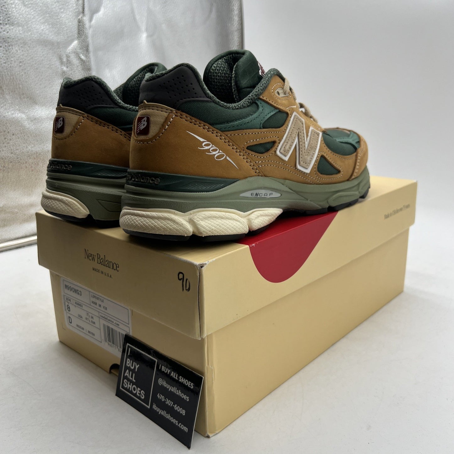Size 8 - New Balance Teddy Santis x 990v3 Made in USA Tan Green (M990WG3)