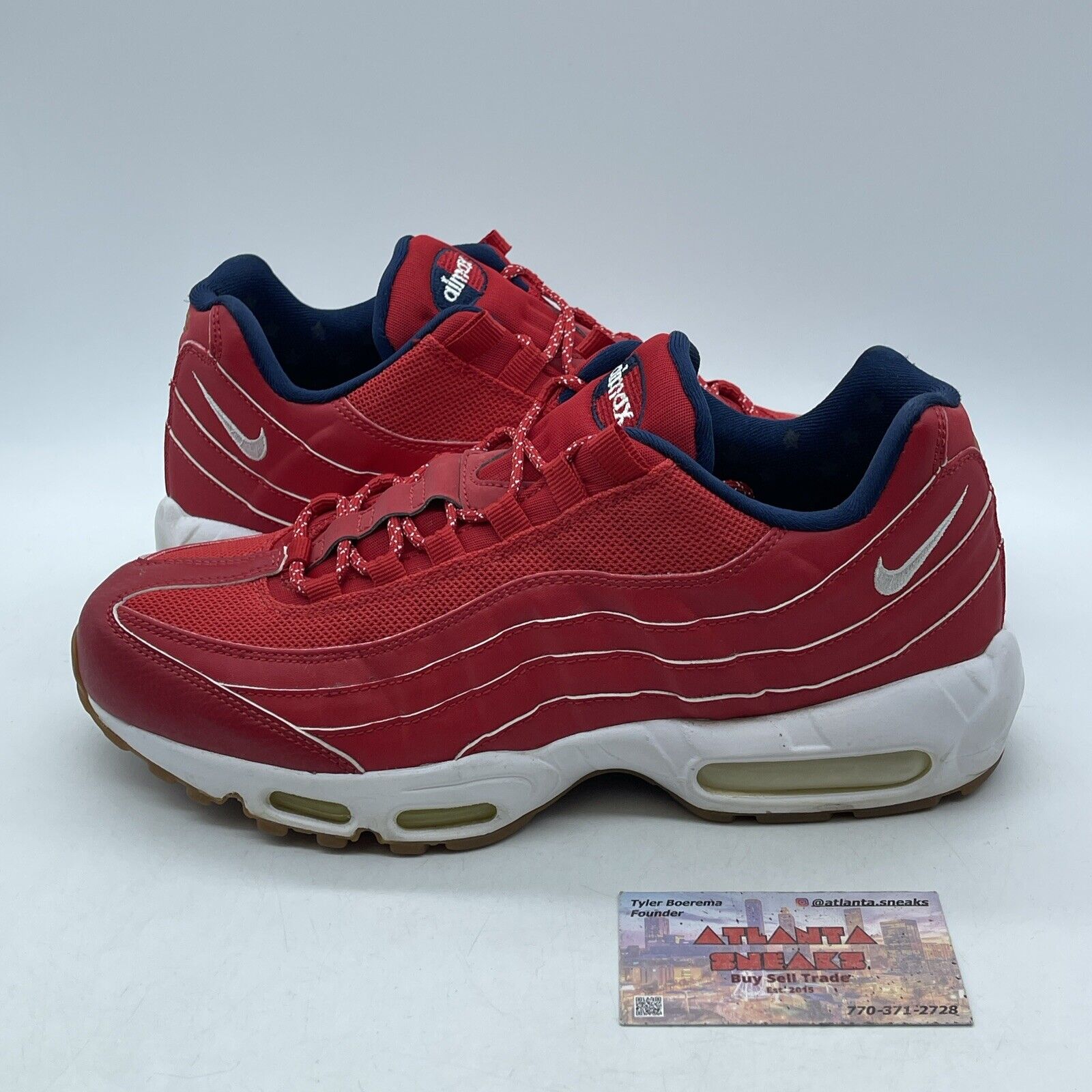 Size 9.5 - Nike Air Max 95 Premium USA Red White Suede Leather (538416-614)