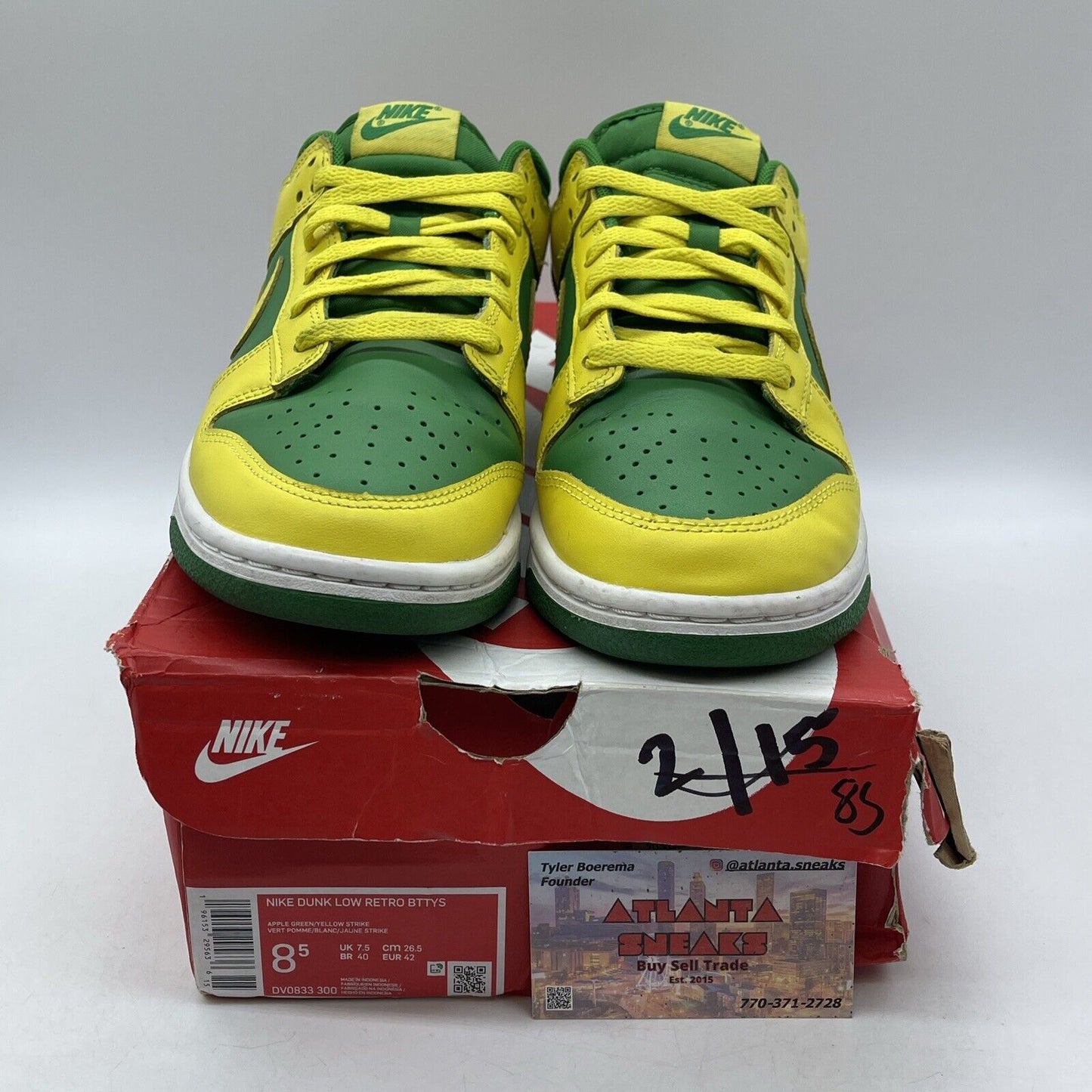 Size 8.5 - Nike Dunk Low Reverse Brazil Yellow Green White Leather (DV0833-300)