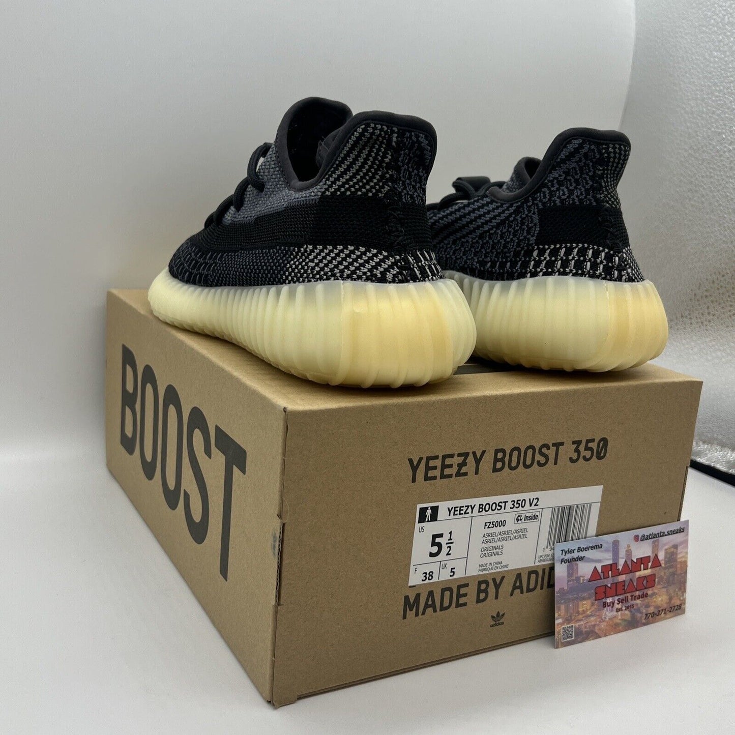 Size 5.5 - adidas Yeezy Boost 350 V2 Low Carbon Adidas Cream Black Brand New