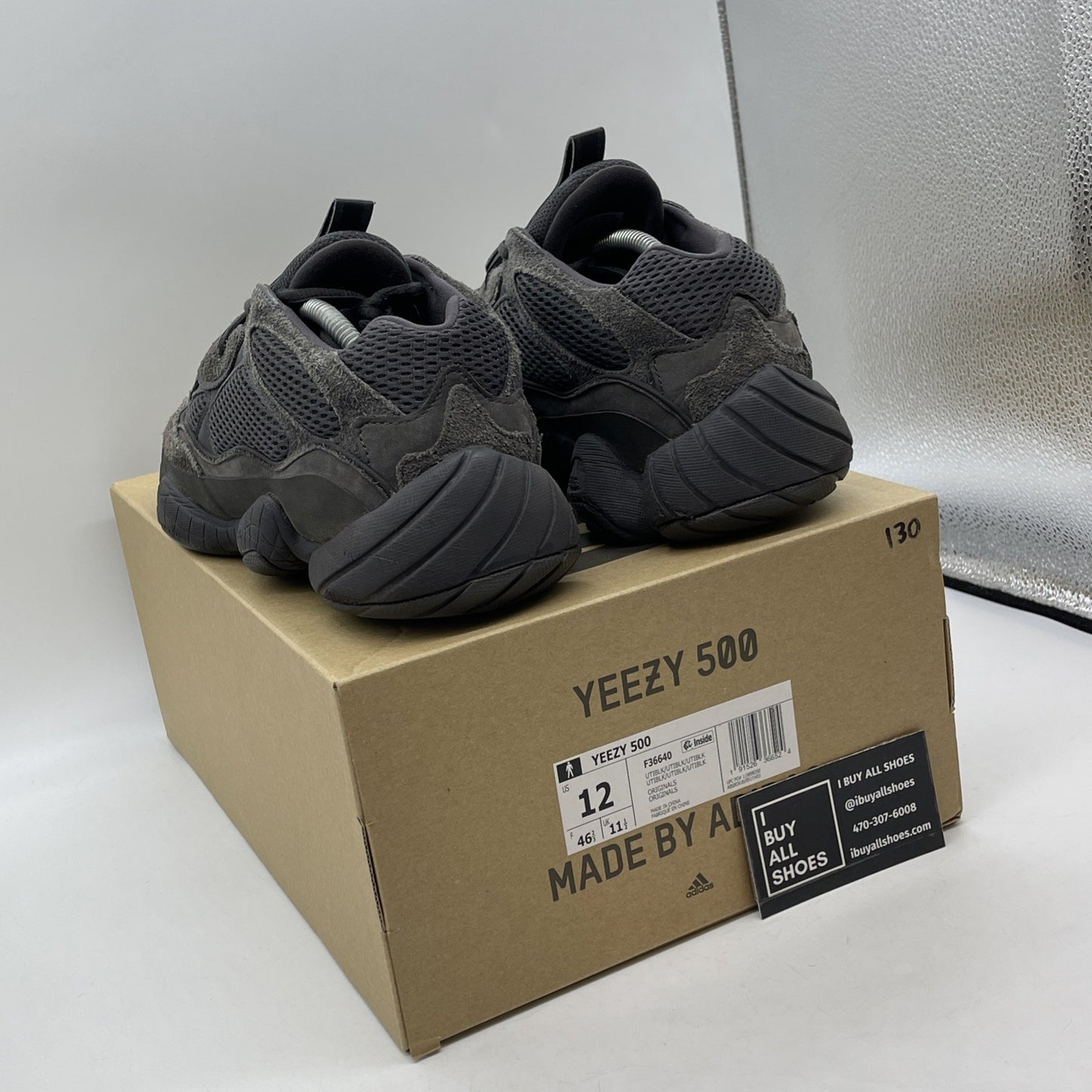 Size 12 - adidas Yeezy 500 Low Utility Black Suede Leather (F36640)