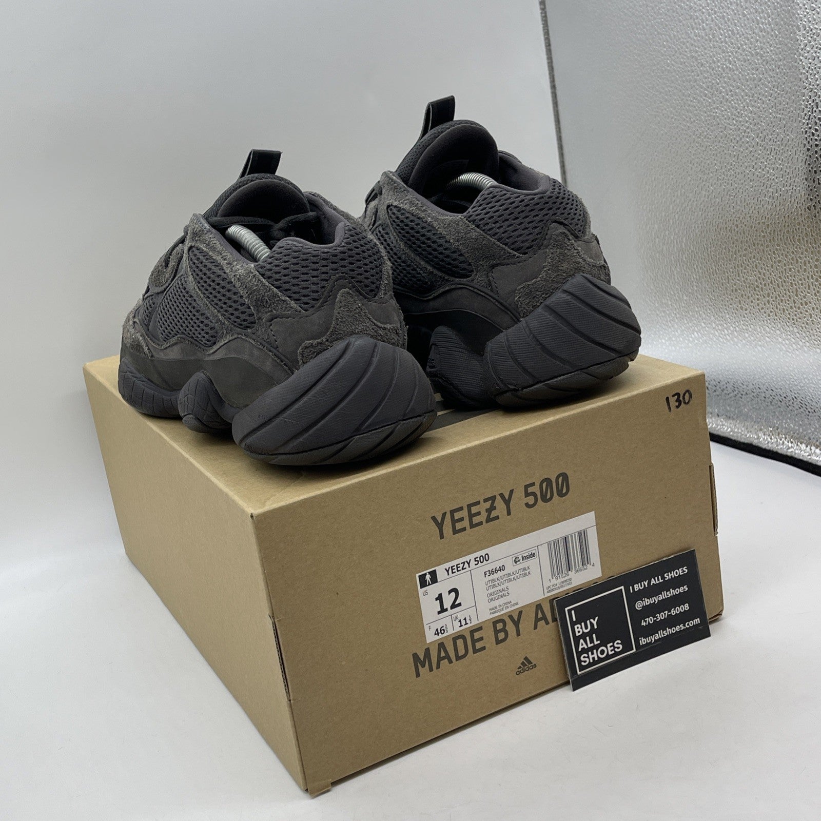 Size 12 - adidas Yeezy 500 Low Utility Black Suede Leather (F36640)