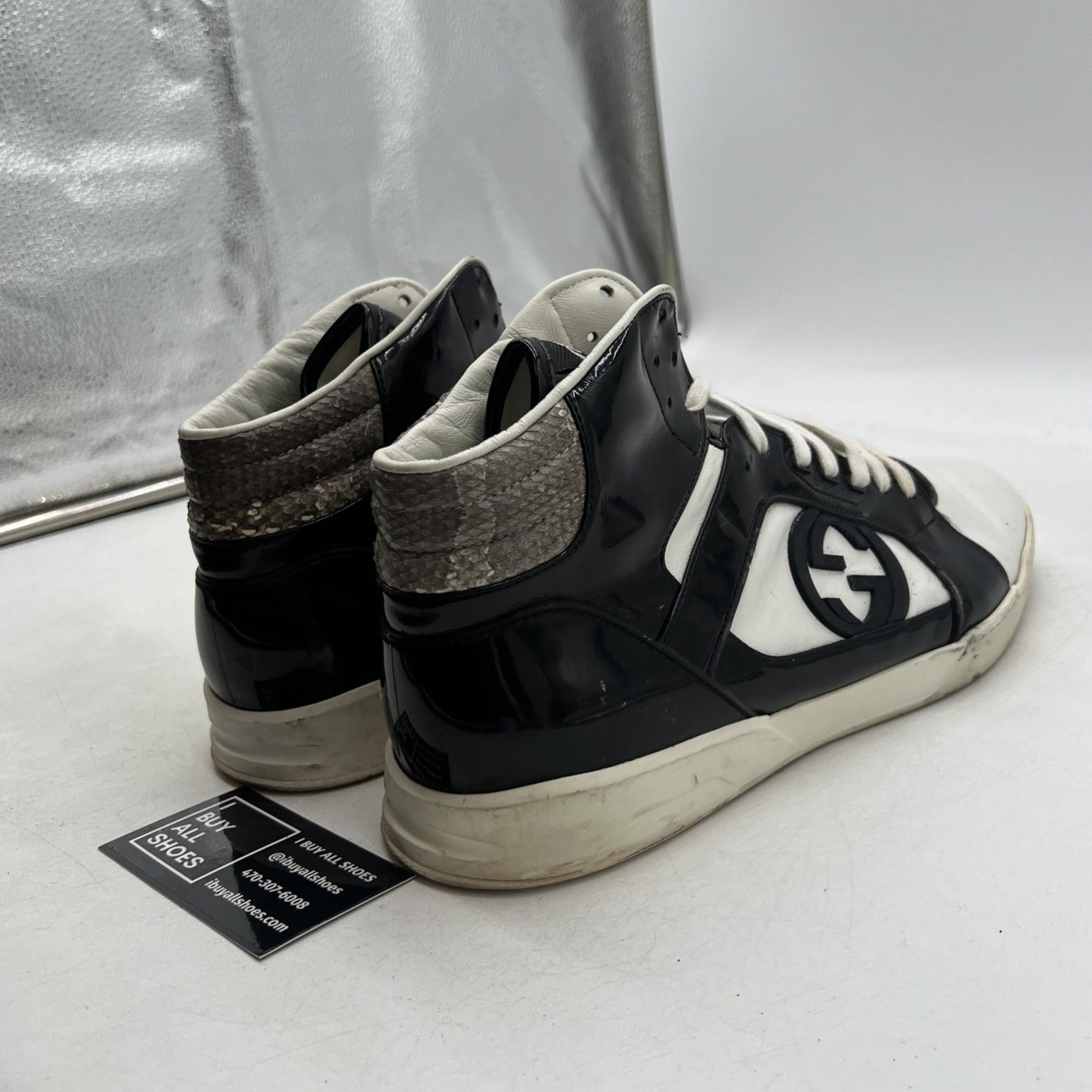 Size 12.5G - GUCCI Rebound Snakeskin High Top Sneakers GG