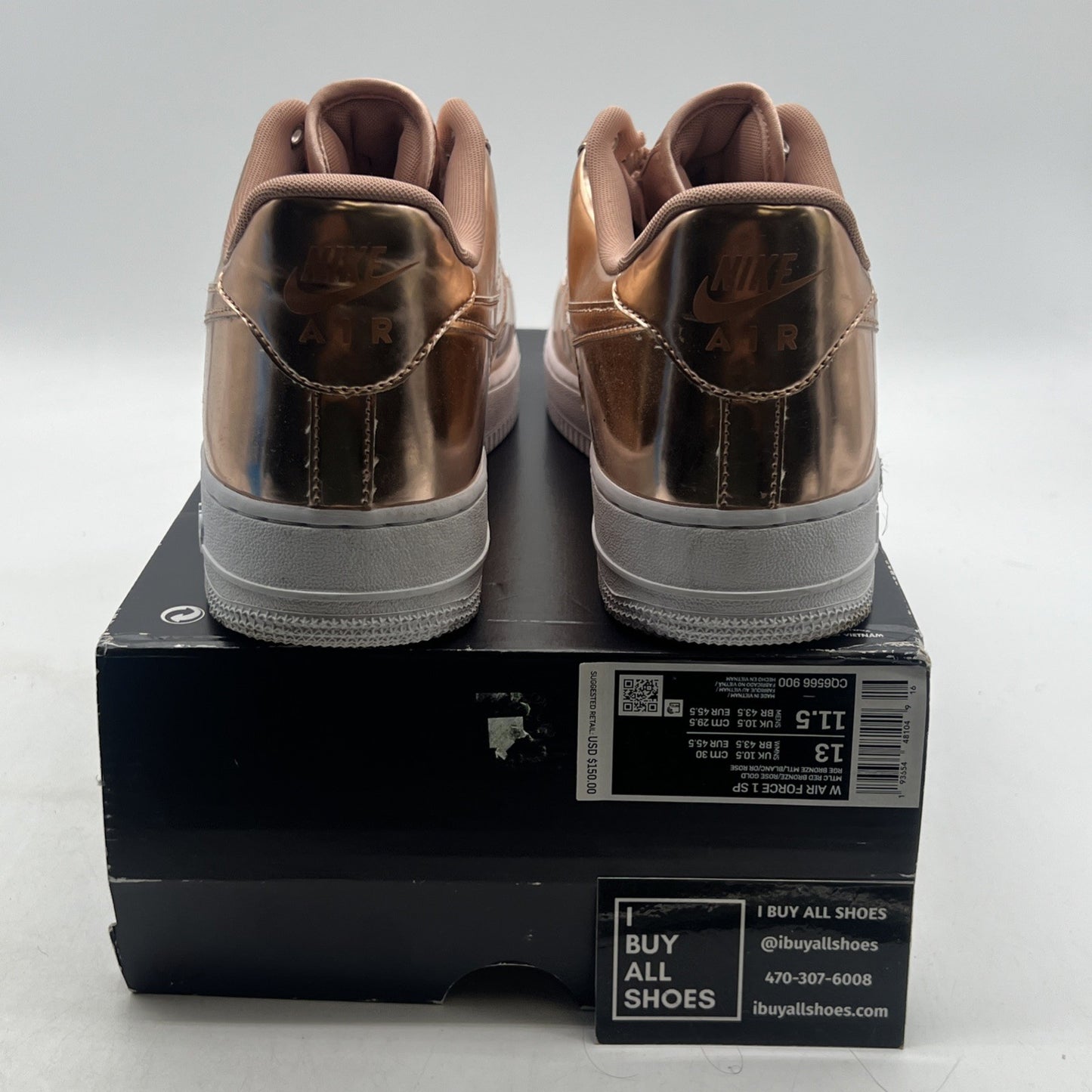 Size 13 - Nike Air Force 1 SP Metallic Rose Gold W (CQ6566-900)