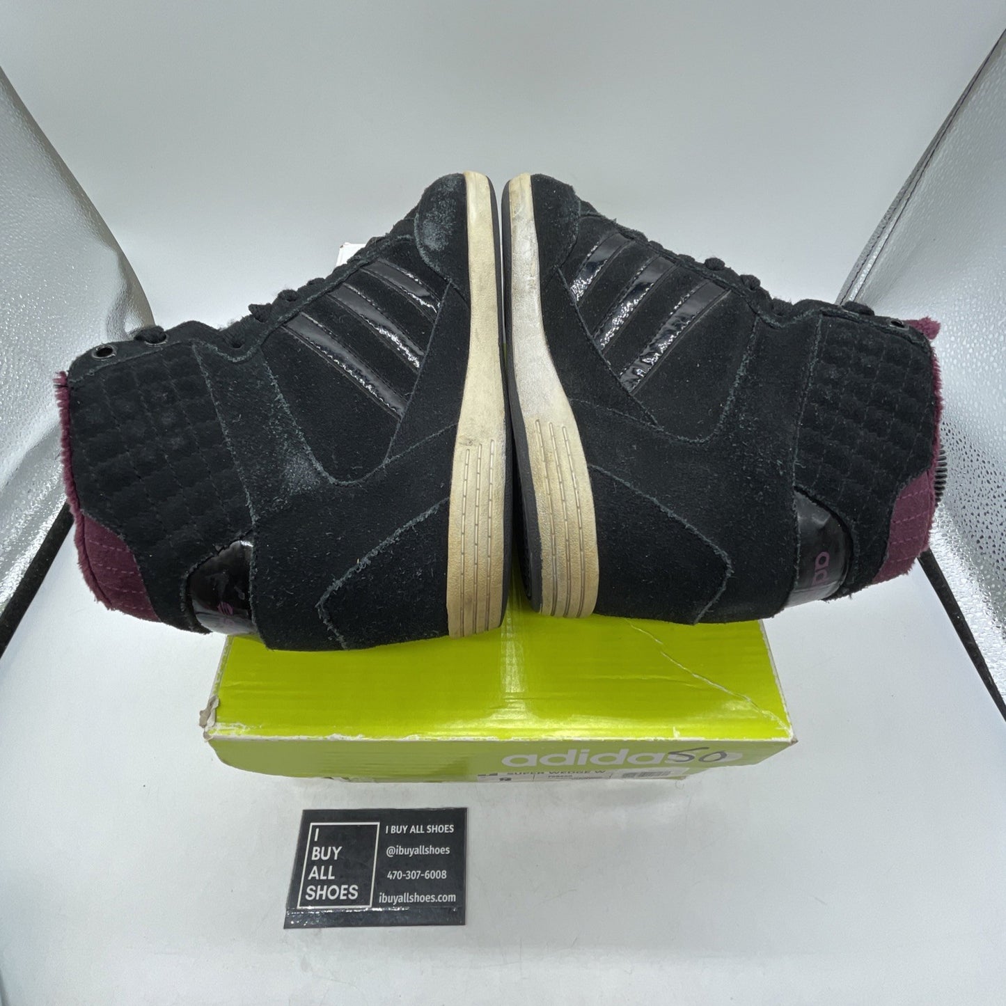 Size 8 - Adidas Neo Super Wedge Lace Up Sneaker Black  (F98650)