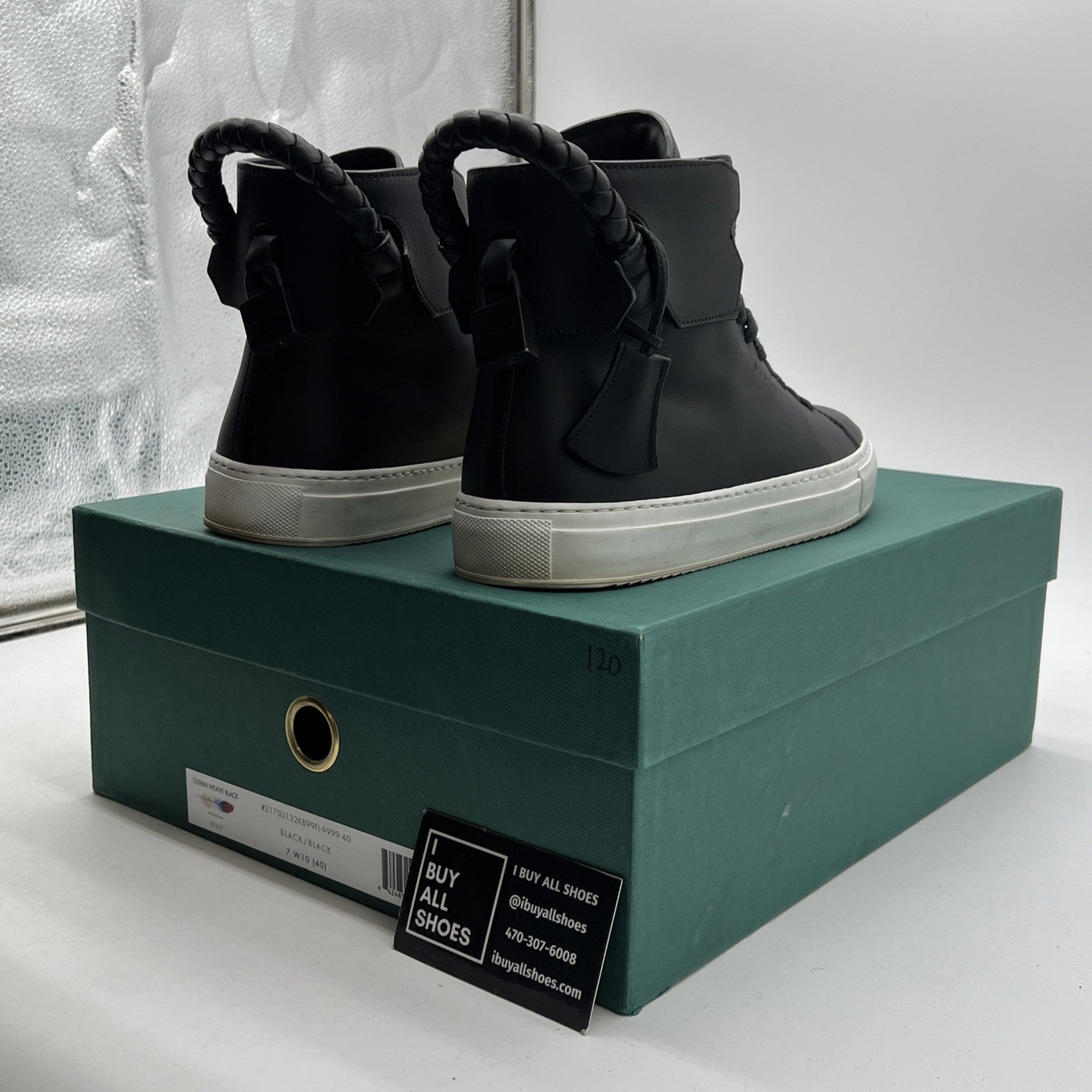 Size 40 - Buscemi Men's Black 125MM Leather High-Top Sneakers Shoes
